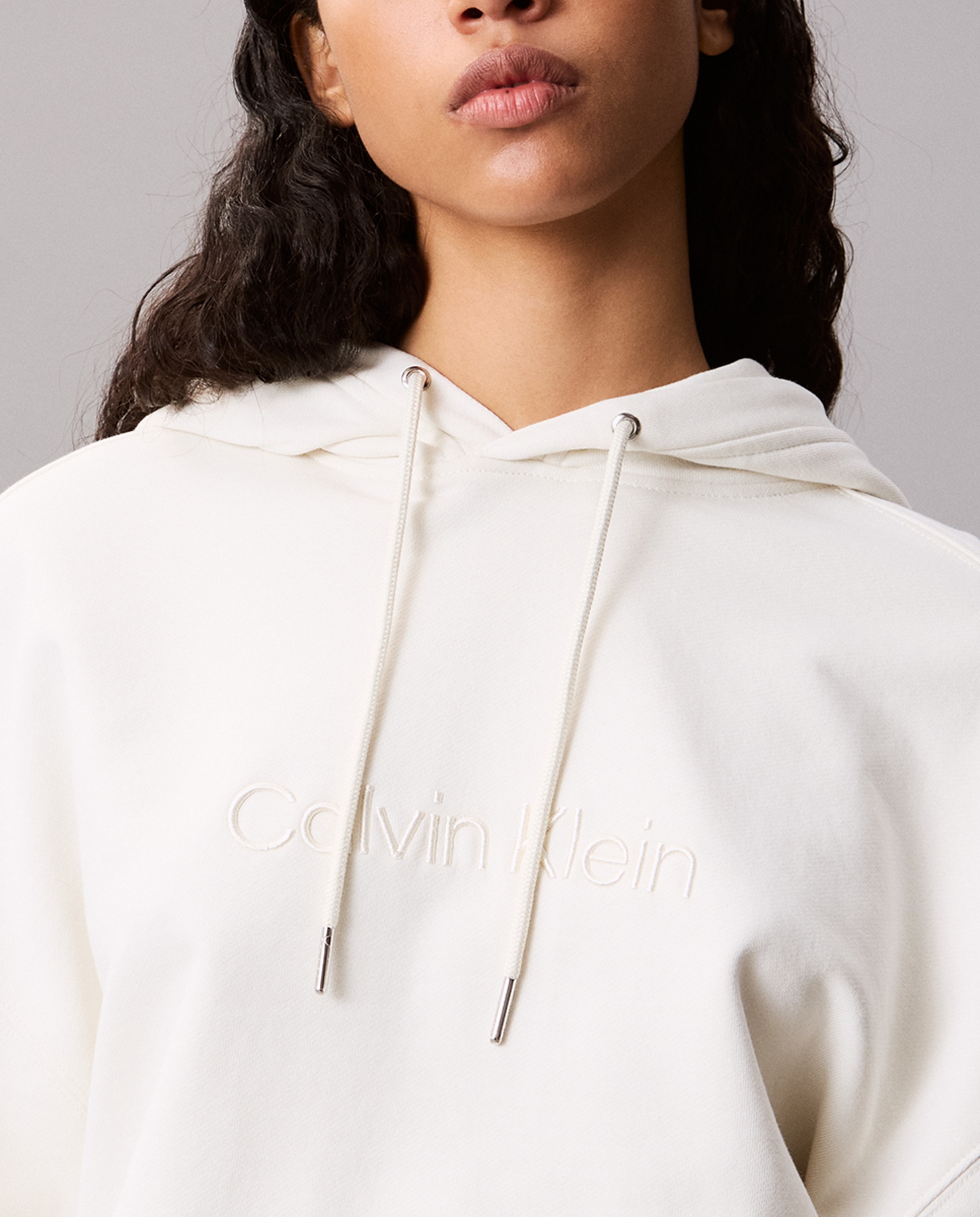 Sweatshirt de mulher com capuz e logótipo Creme-5