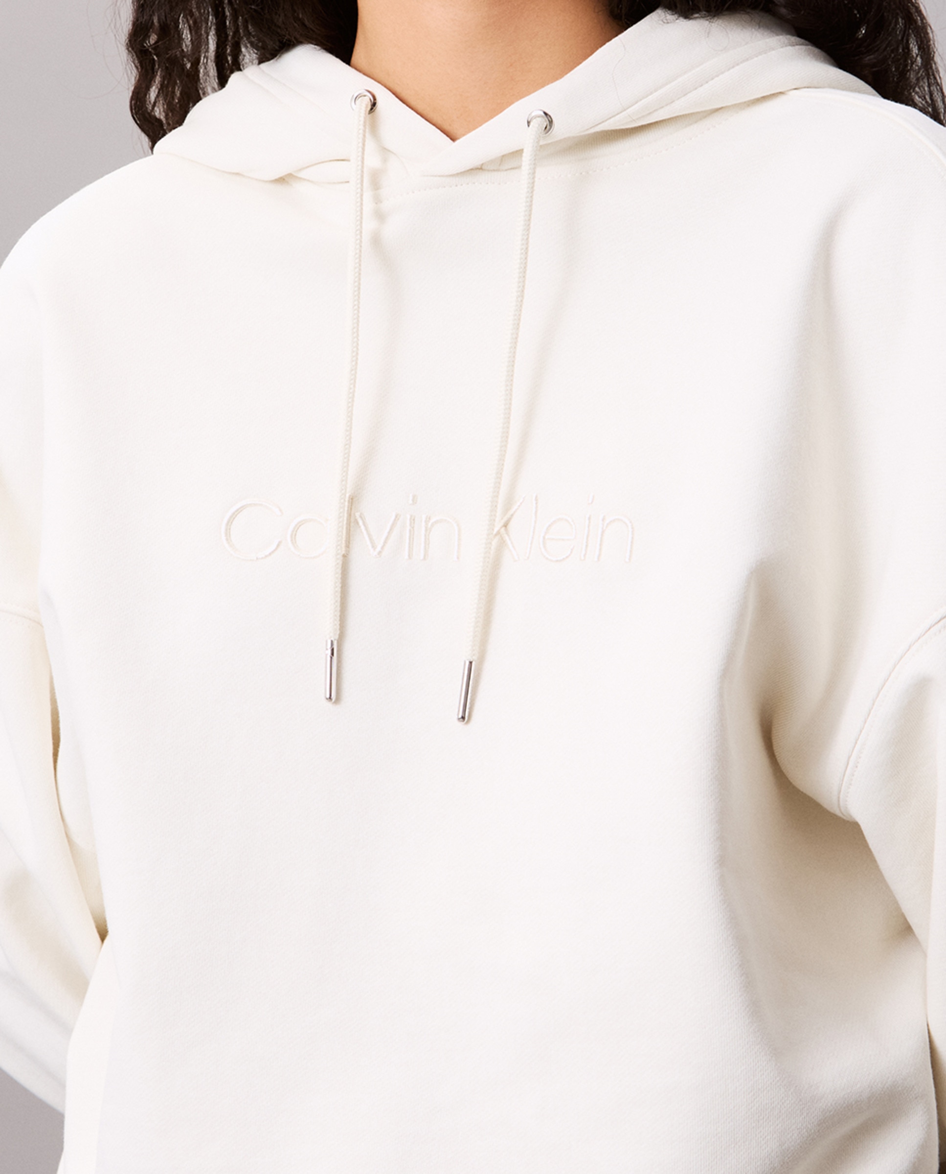 Sweatshirt de mulher com capuz e logótipo Creme-4