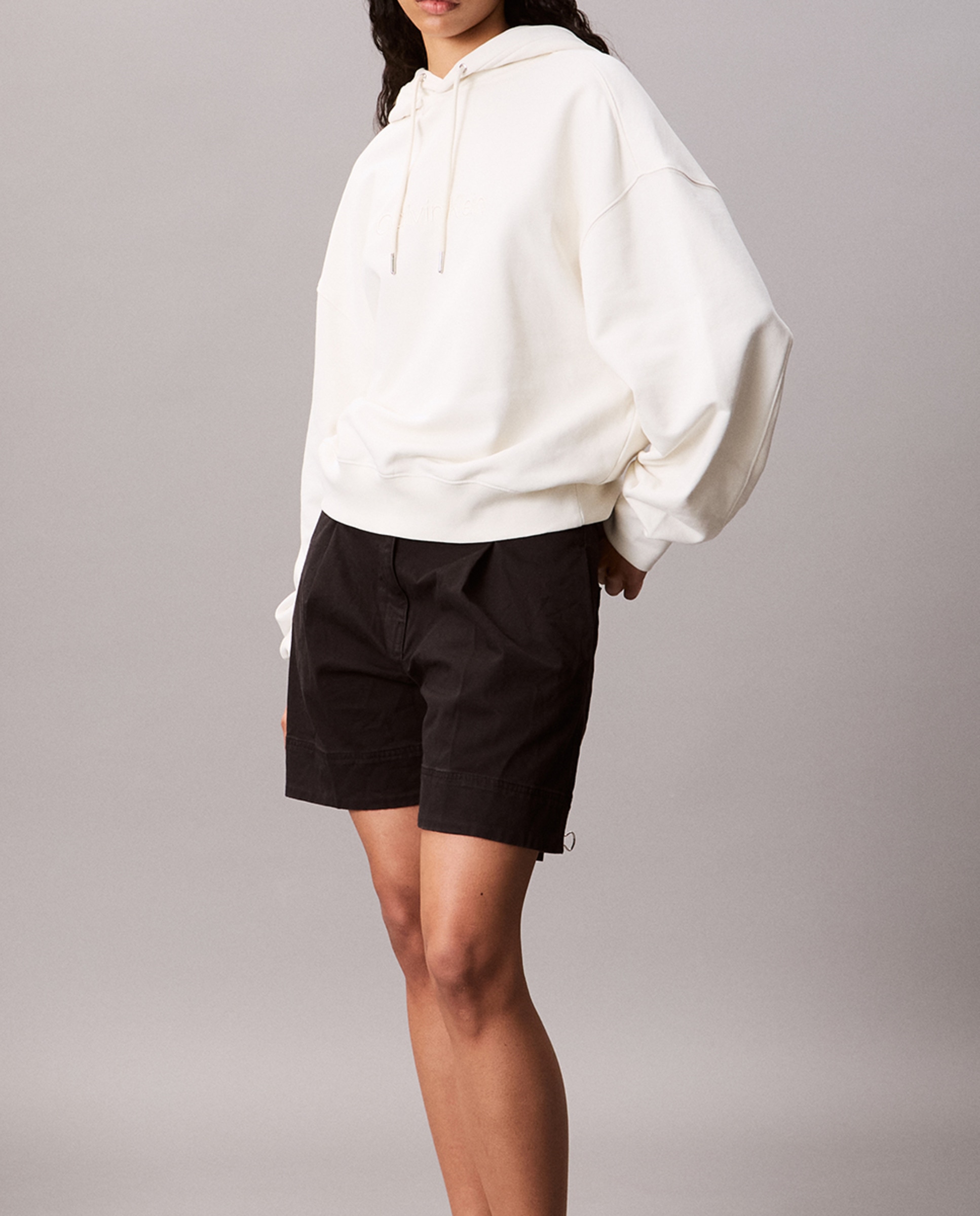 Sweatshirt de mulher com capuz e logótipo Creme-3