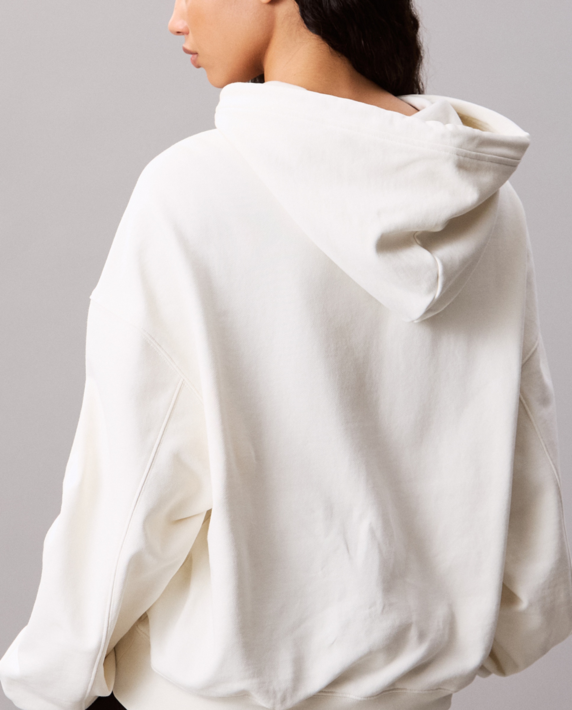 Sweatshirt de mulher com capuz e logótipo Creme-2