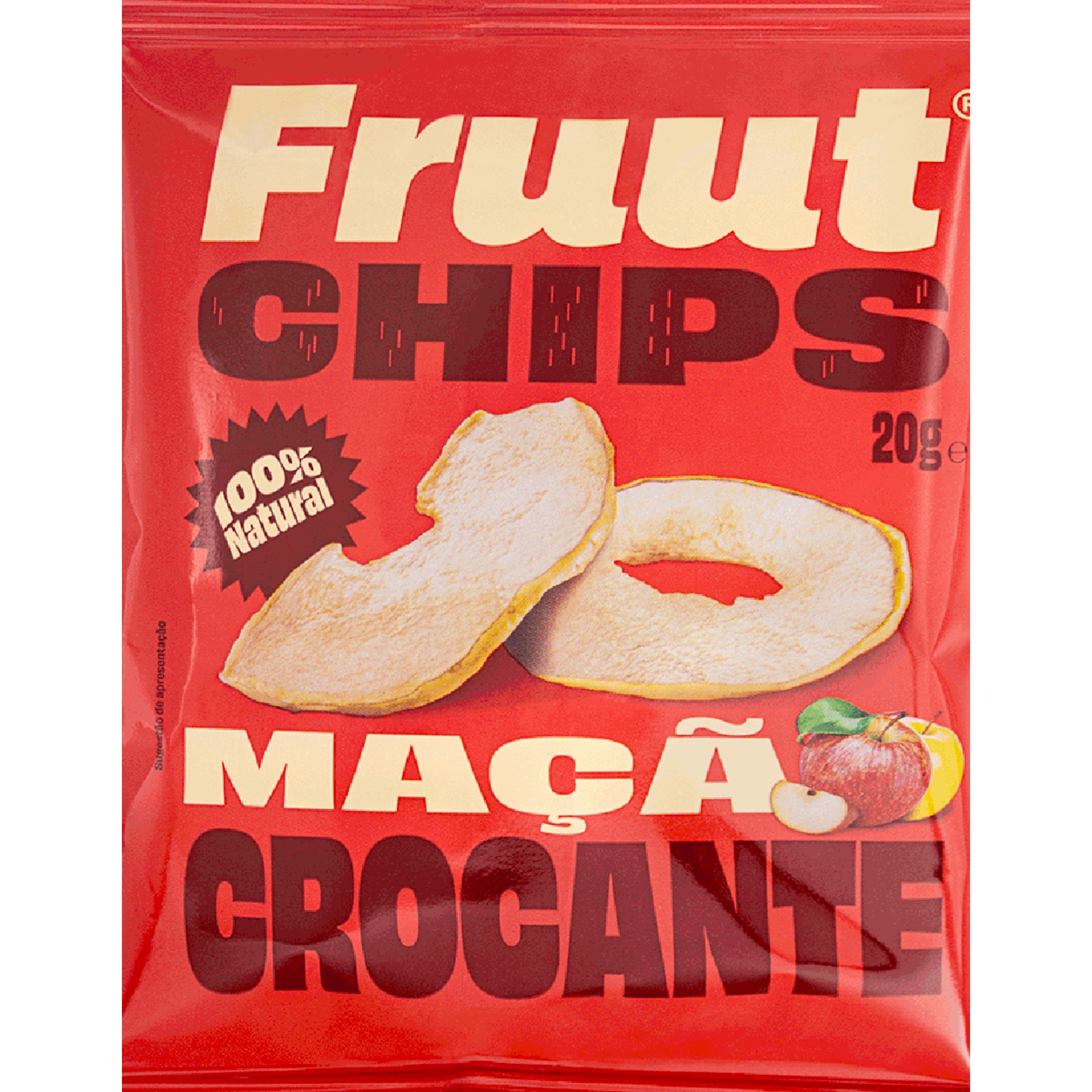 Chips de Maçã Vermelha Doce Crocante embalagem 20 g