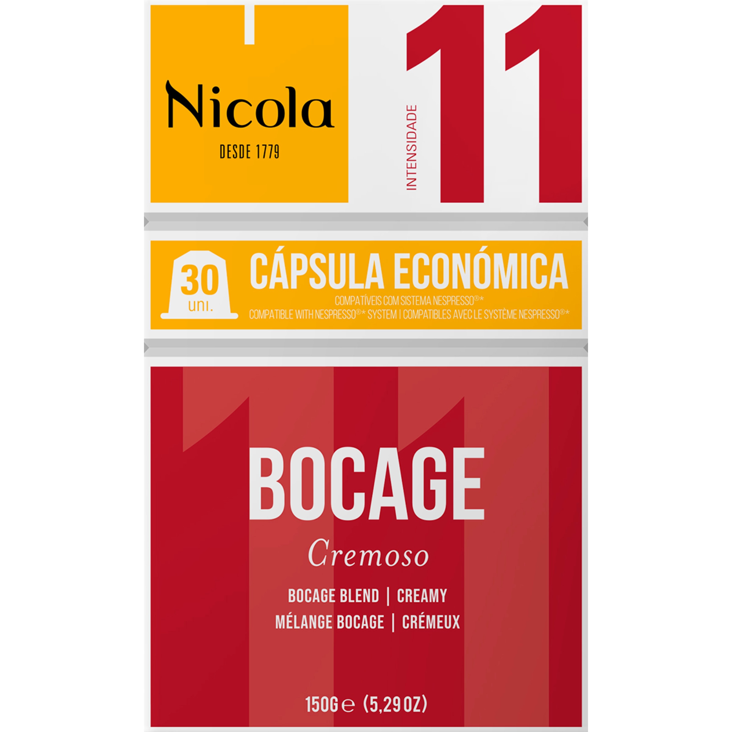 Café Bocage Cremoso para Nespresso embalagem 30 cápsulas
