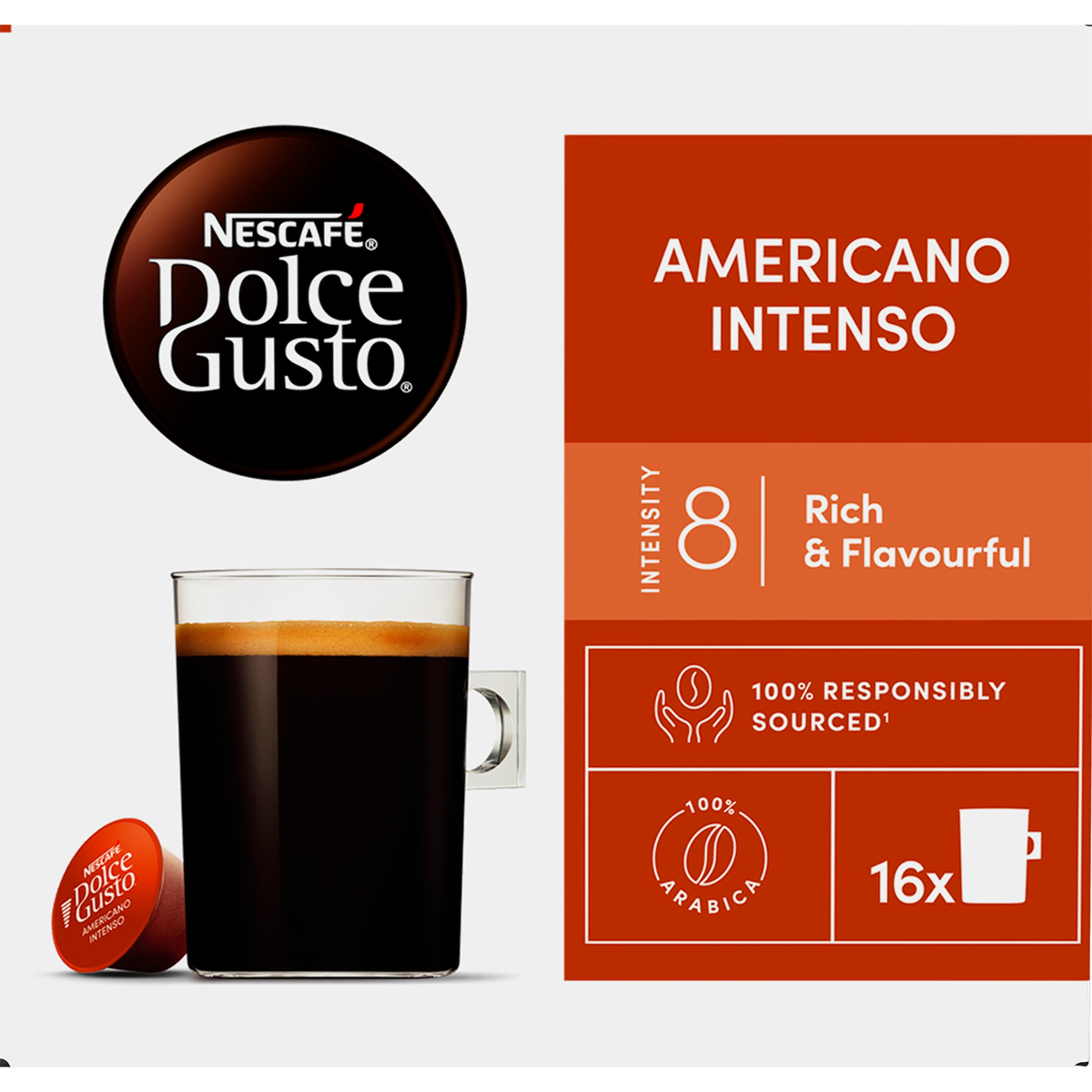 Cápsulas de Café Espresso Americano Intenso embalagem 16 unidades