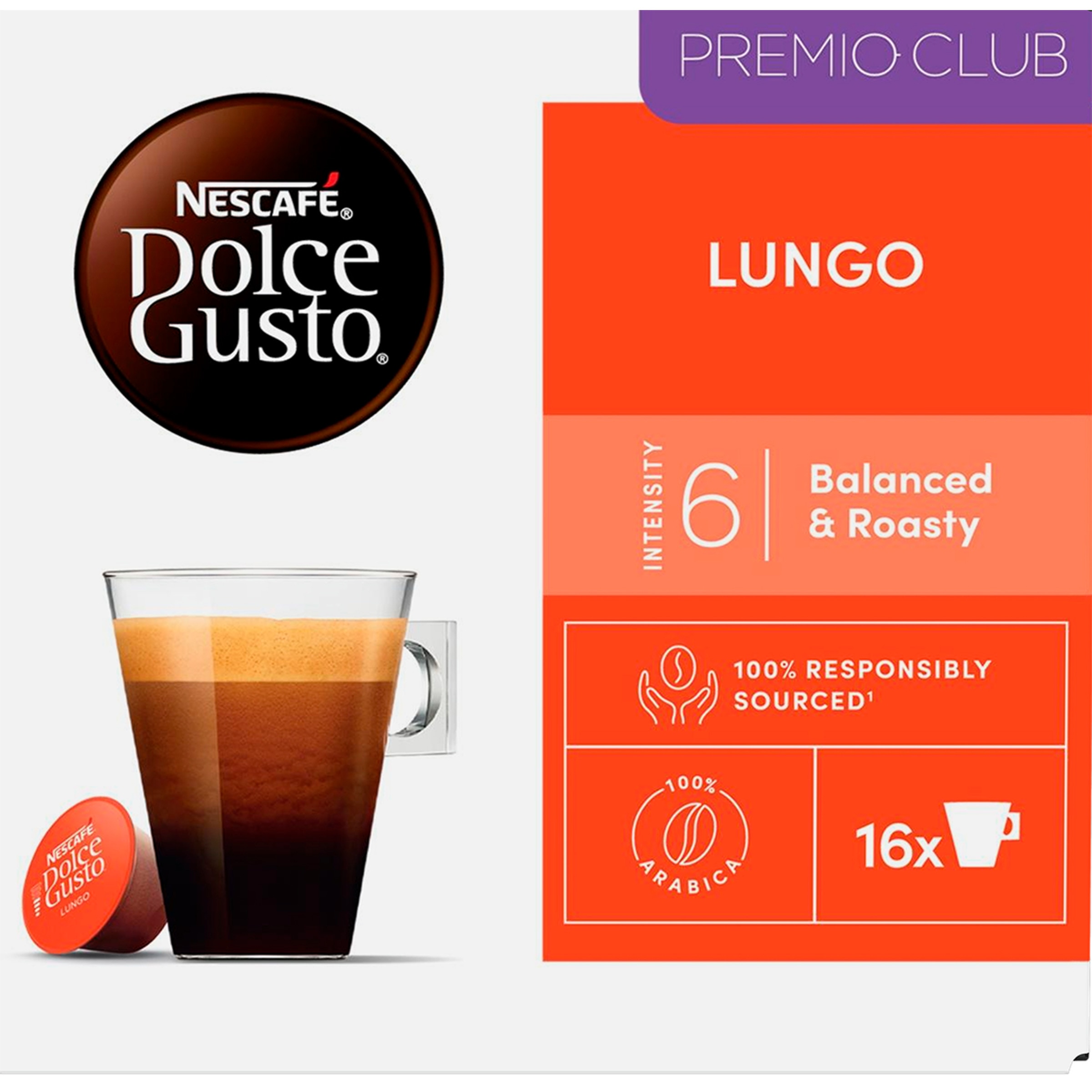 Cápsula de Café Espresso Longo embalagem 16 unidades