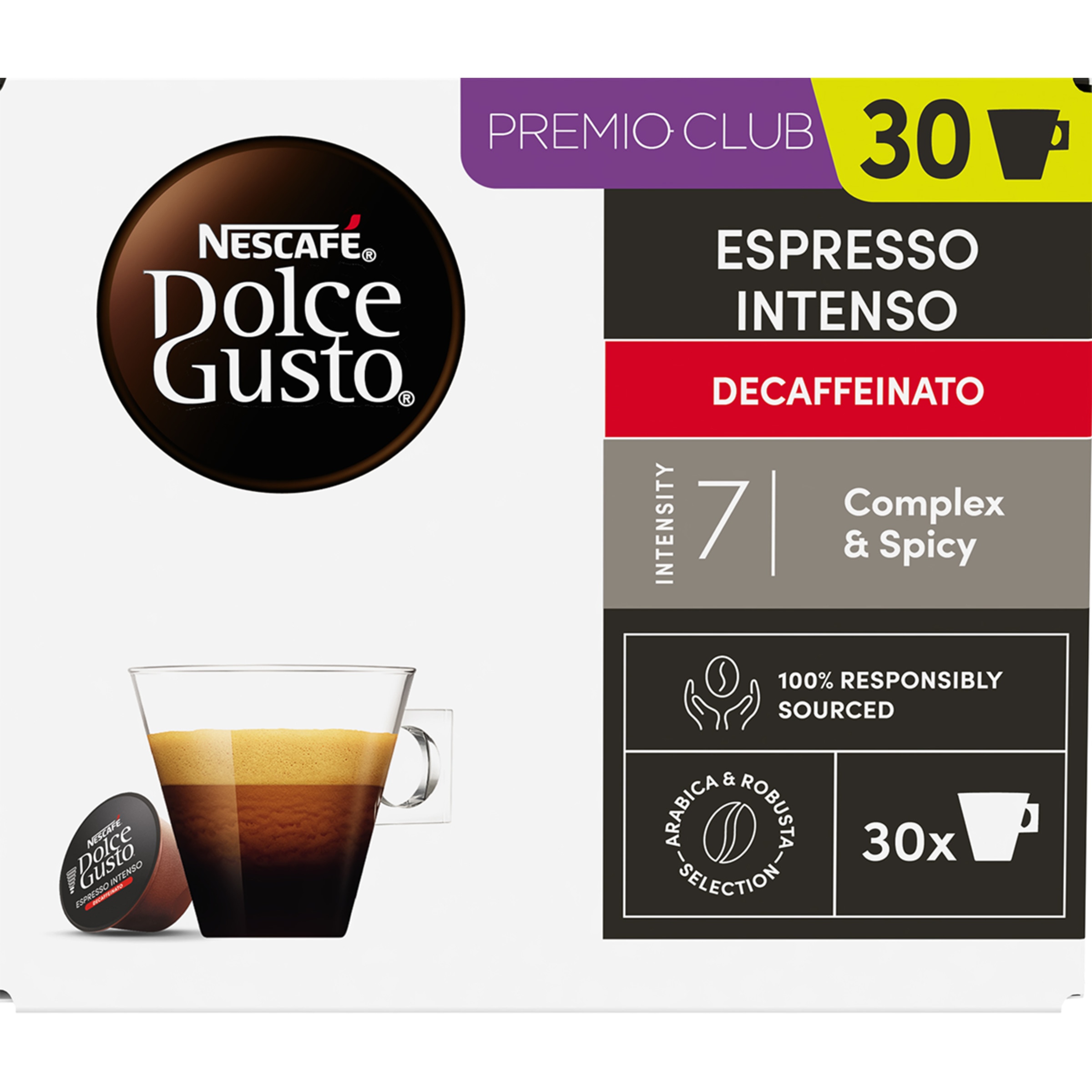 Cápsula de Café Espresso Intenso Descafeinado embalagem 30 unidades