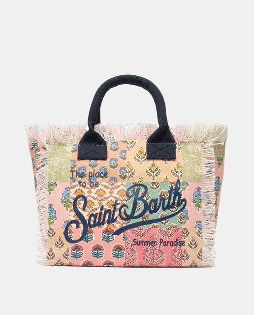 Imagen 0 de Bolso de mano con asas y bandolera de algodón estampado patchwork