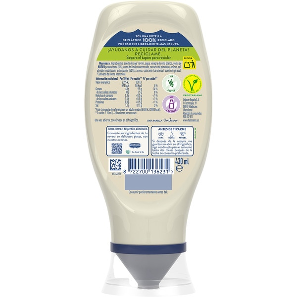 Mayonnaise Kopfsteher gluten- und laktosefrei Behälter 430 ml