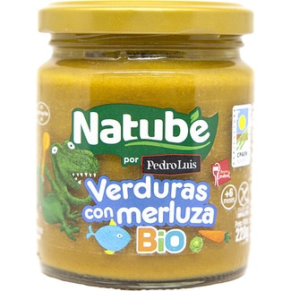tarrito de verduras con merluza ecológico sin gluten desde 6 meses envase 220 g - Natube Bio