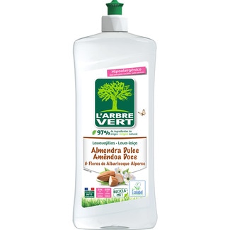 lavavajillas a mano diluido hipoalergénico ideal para pieles sensibles sin colorantes botella 750 ml almendra dulce y flores de albaricoque - L'arbre Vert