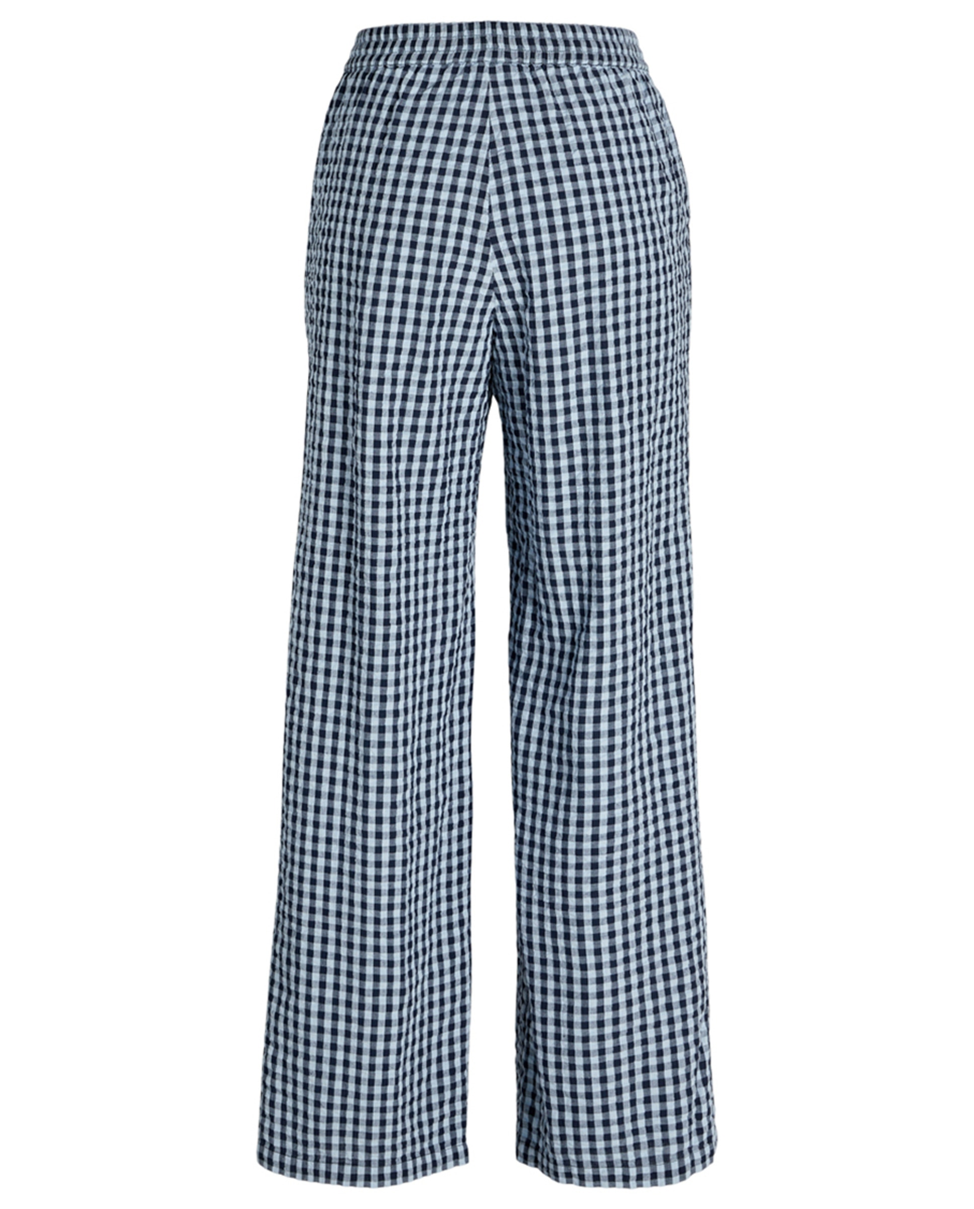 Calças Regular com Estampado aos Quadrados Azul-7