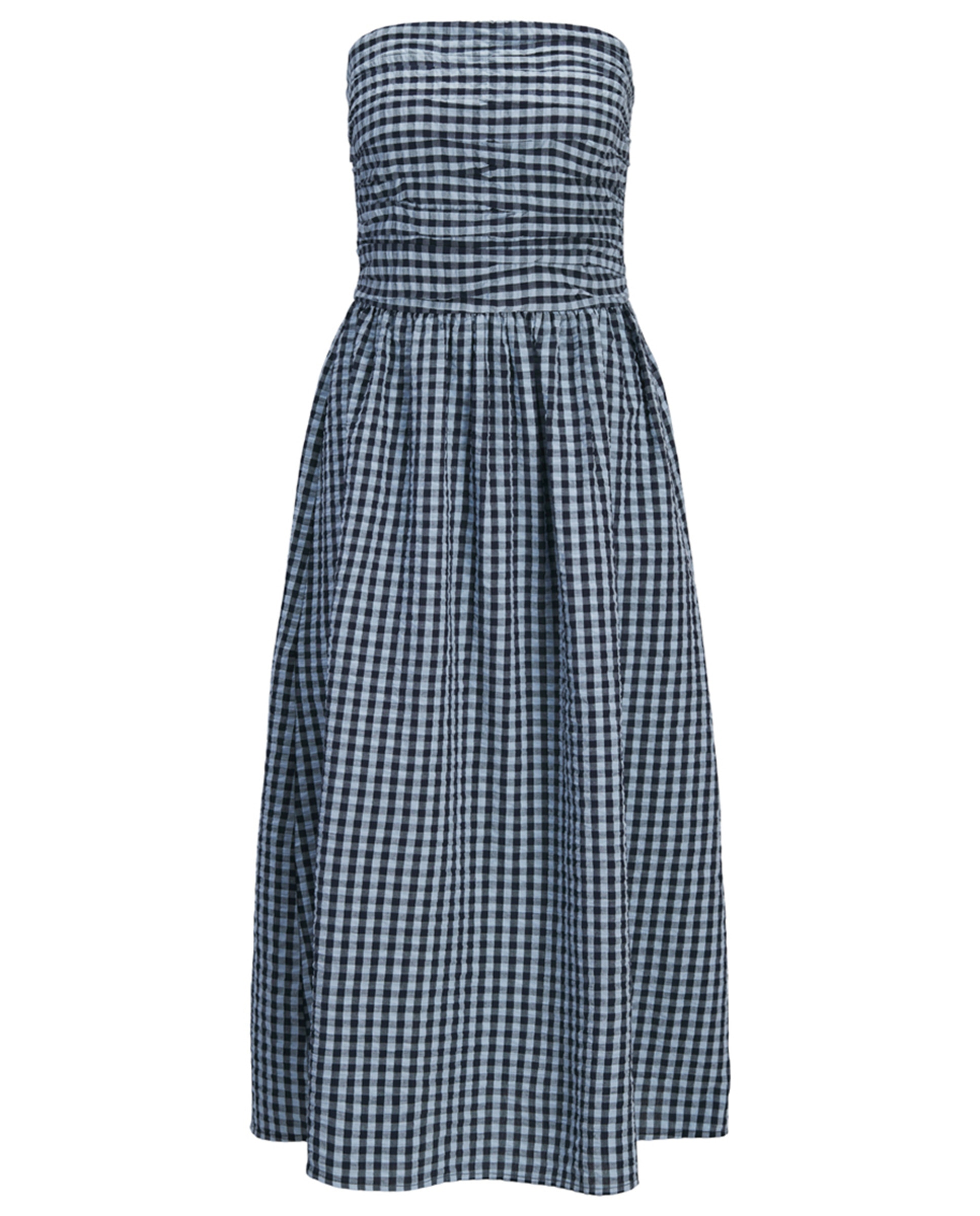 Vestido comprido com estampado vichy Azul-3