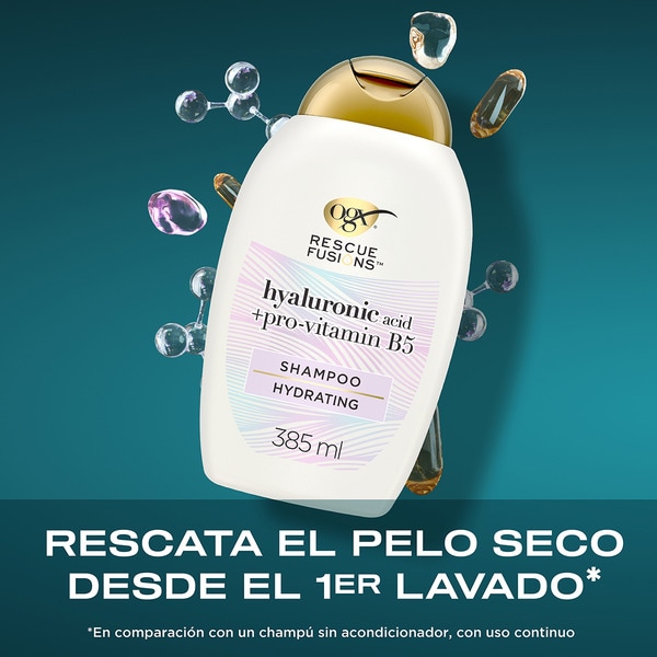 Rescue Fusions moisturising shampoo with hyaluronic acid and pro-vitamin B5 flask 385 ml