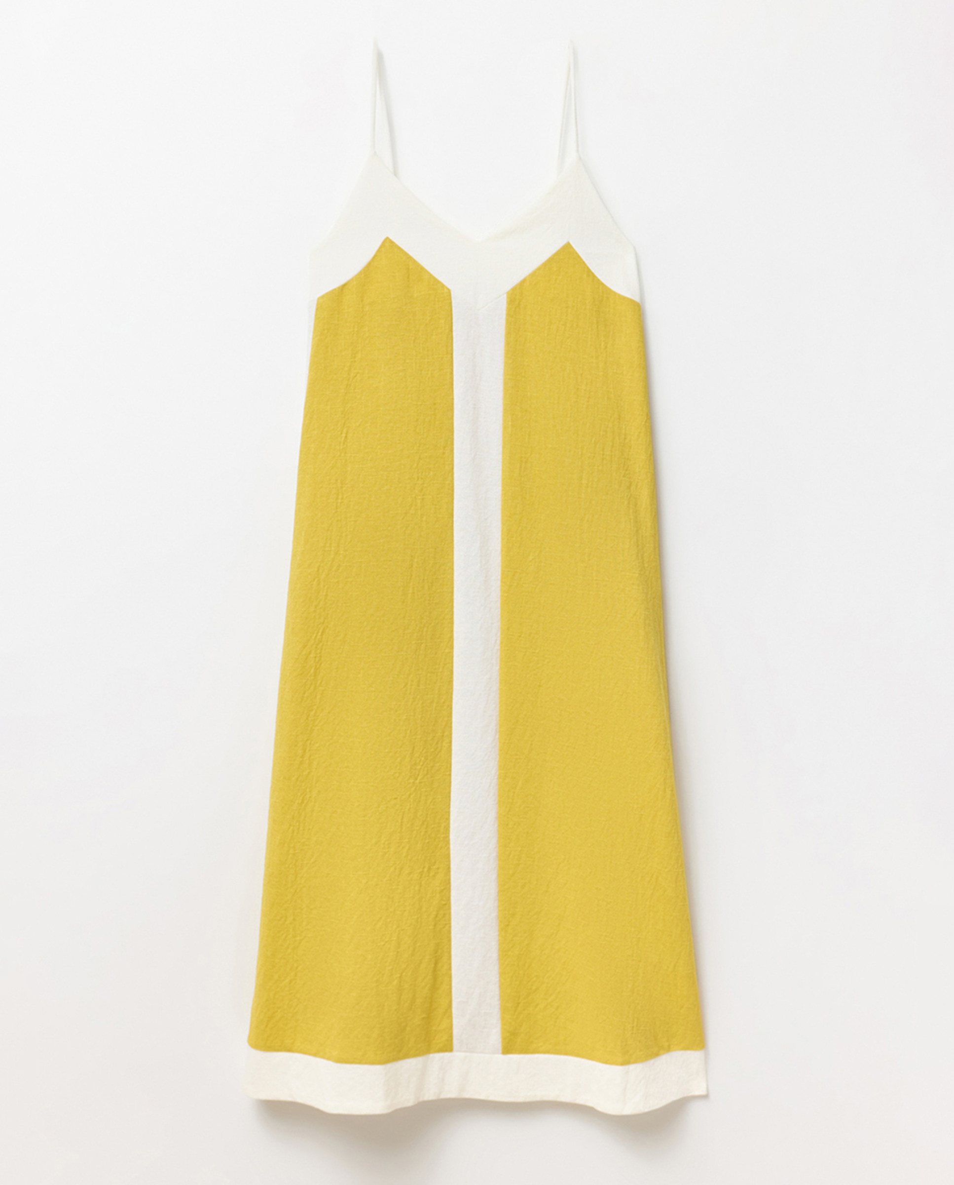 Vestido com Alças Finas Mostarda-6