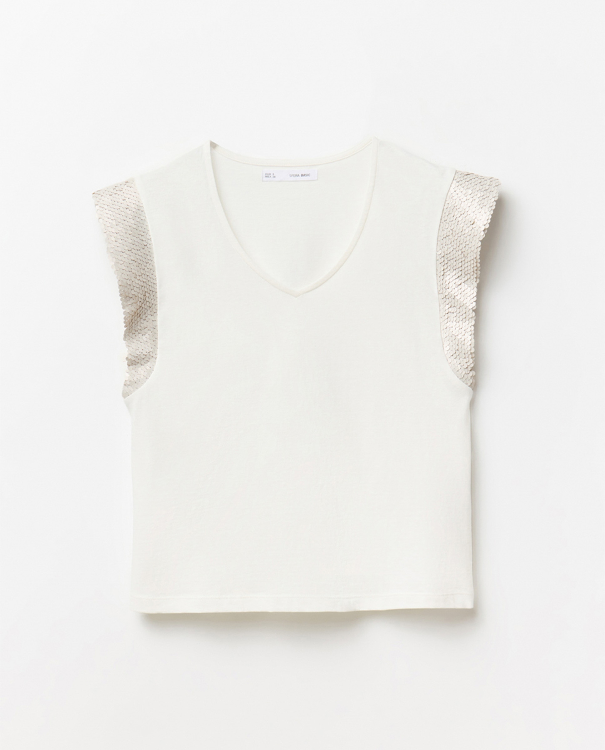 T-shirt com Lantejoula Branco-5