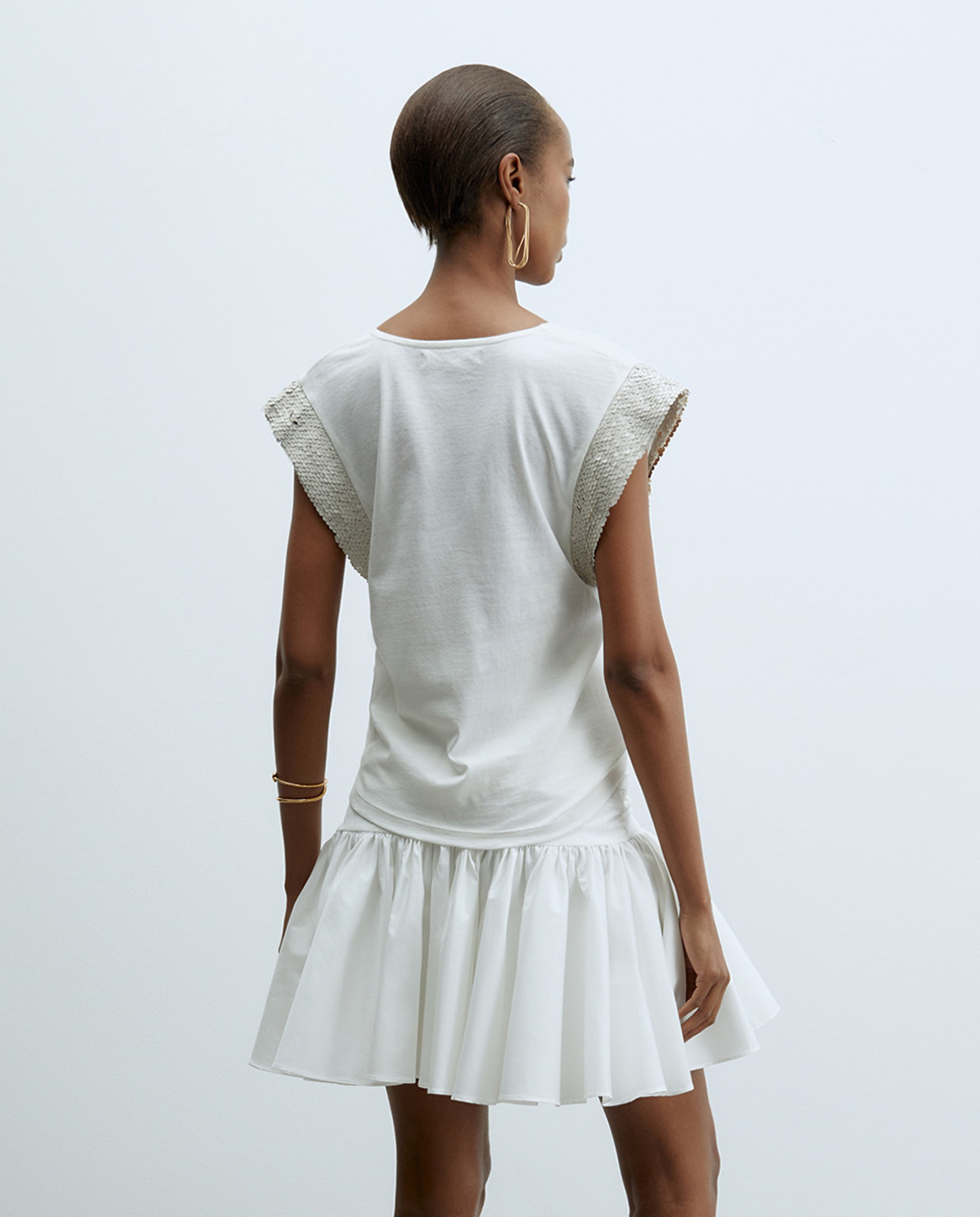 T-shirt com Lantejoula Branco-2