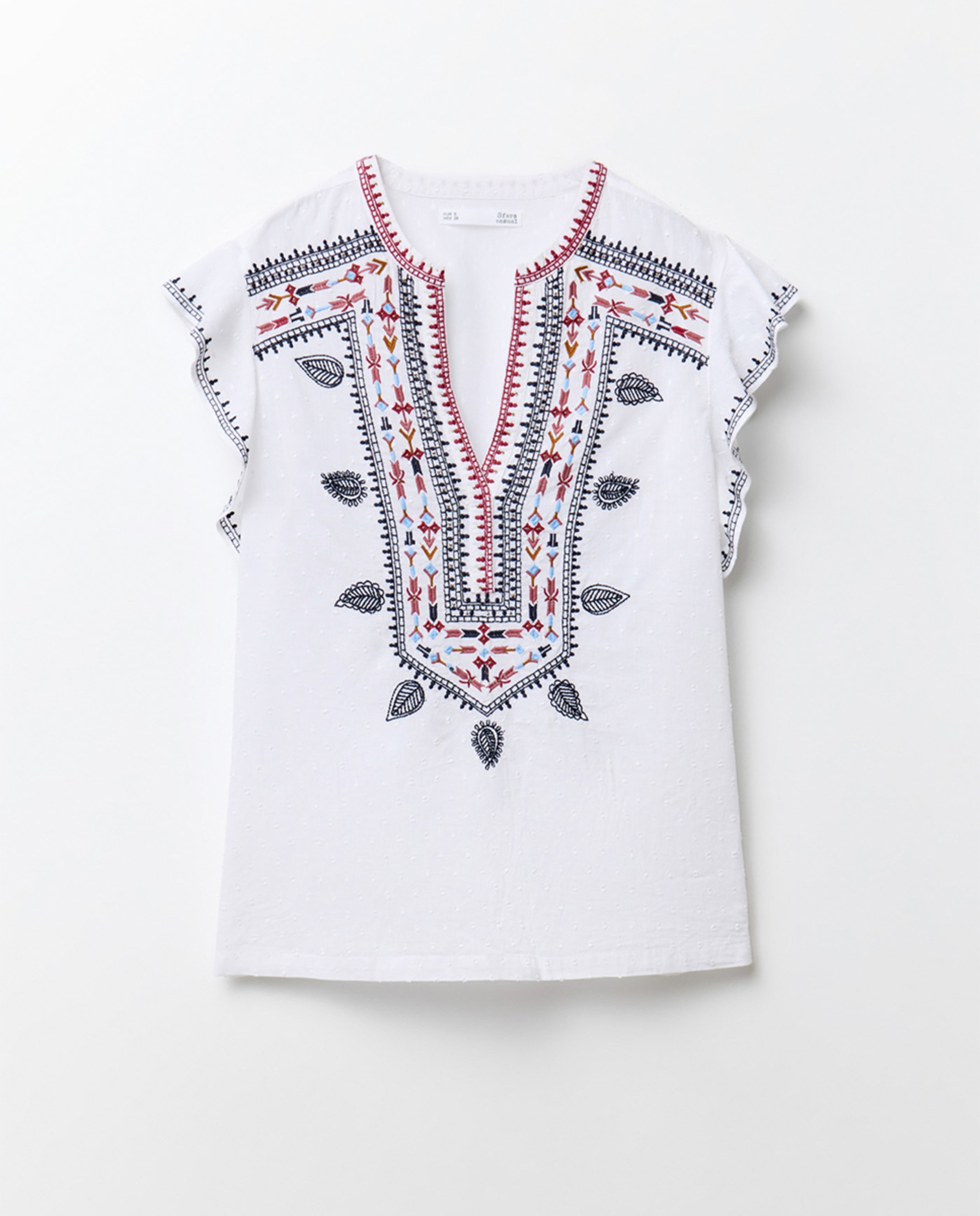 Blusa com peitilho bordado Branco-7