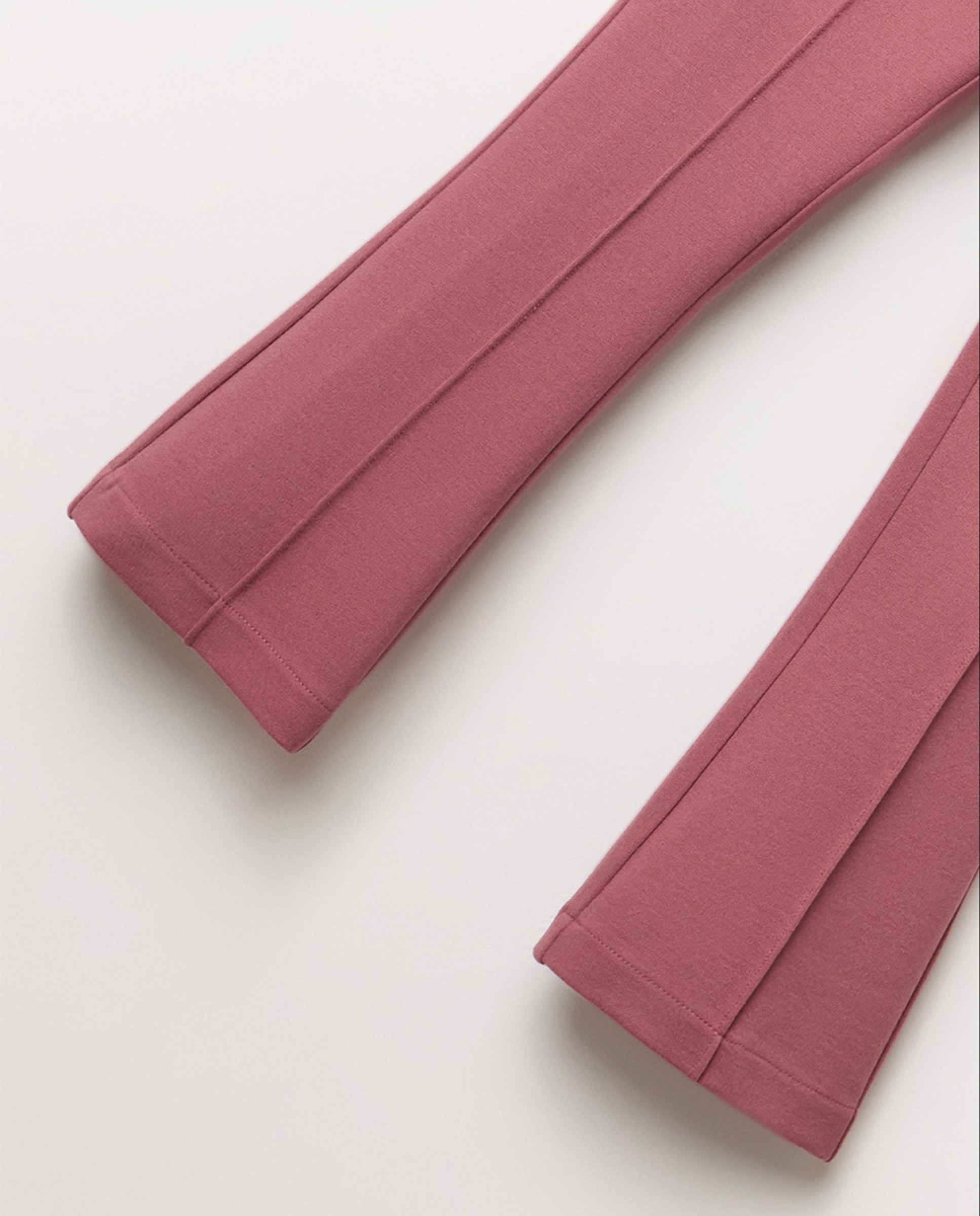 Leggings à Boca de Sino de Malha Rosa-escuro-3