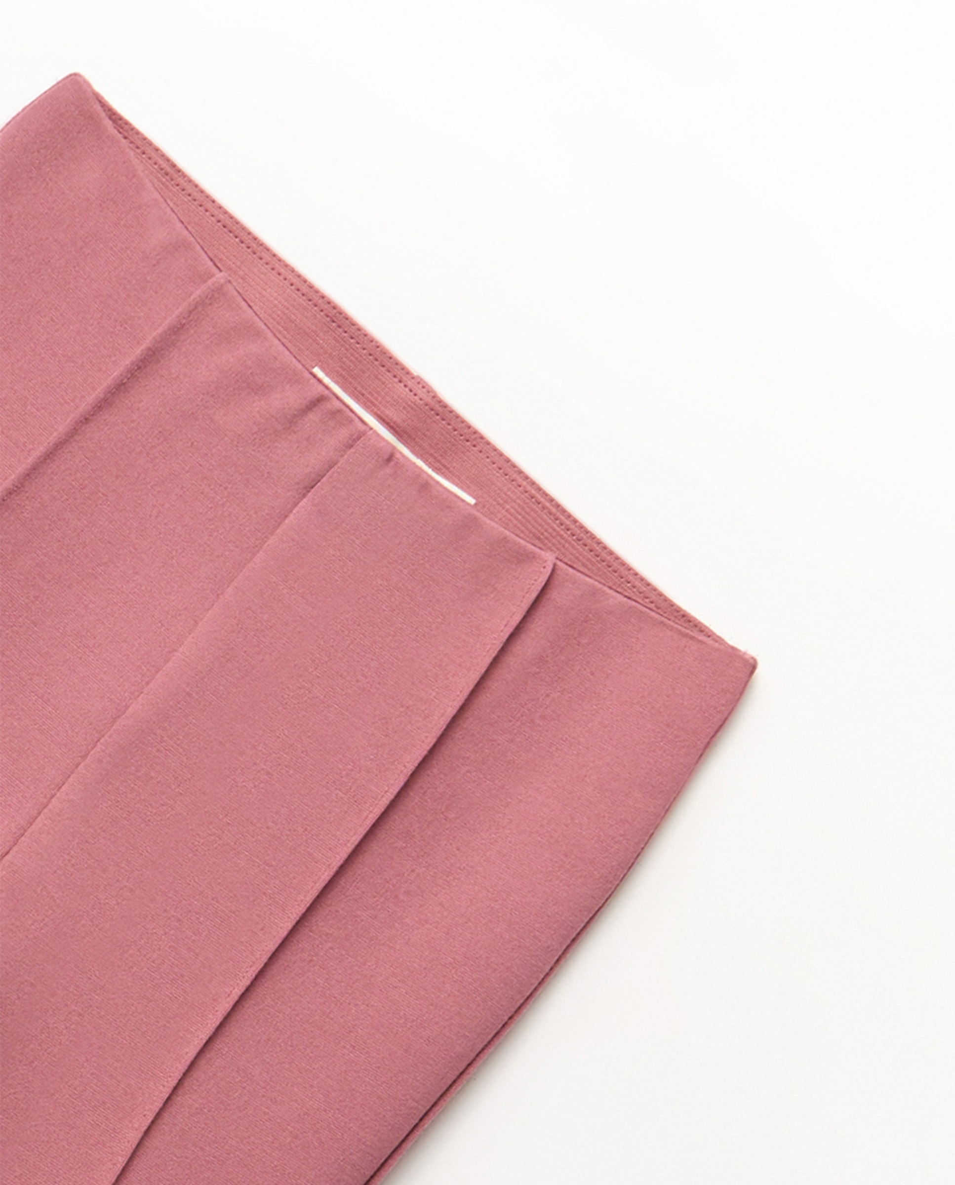 Leggings à Boca de Sino de Malha Rosa-escuro-2