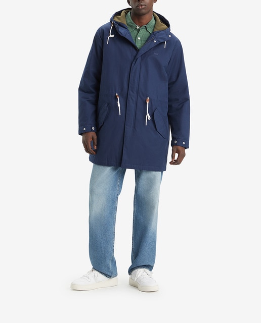 Imagen 0 de Parka de hombre acolchada con capucha, cierre con cremallera y botones automáticos