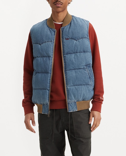 Imagen 0 de Chaleco vaquero de hombre guateado con cremallera