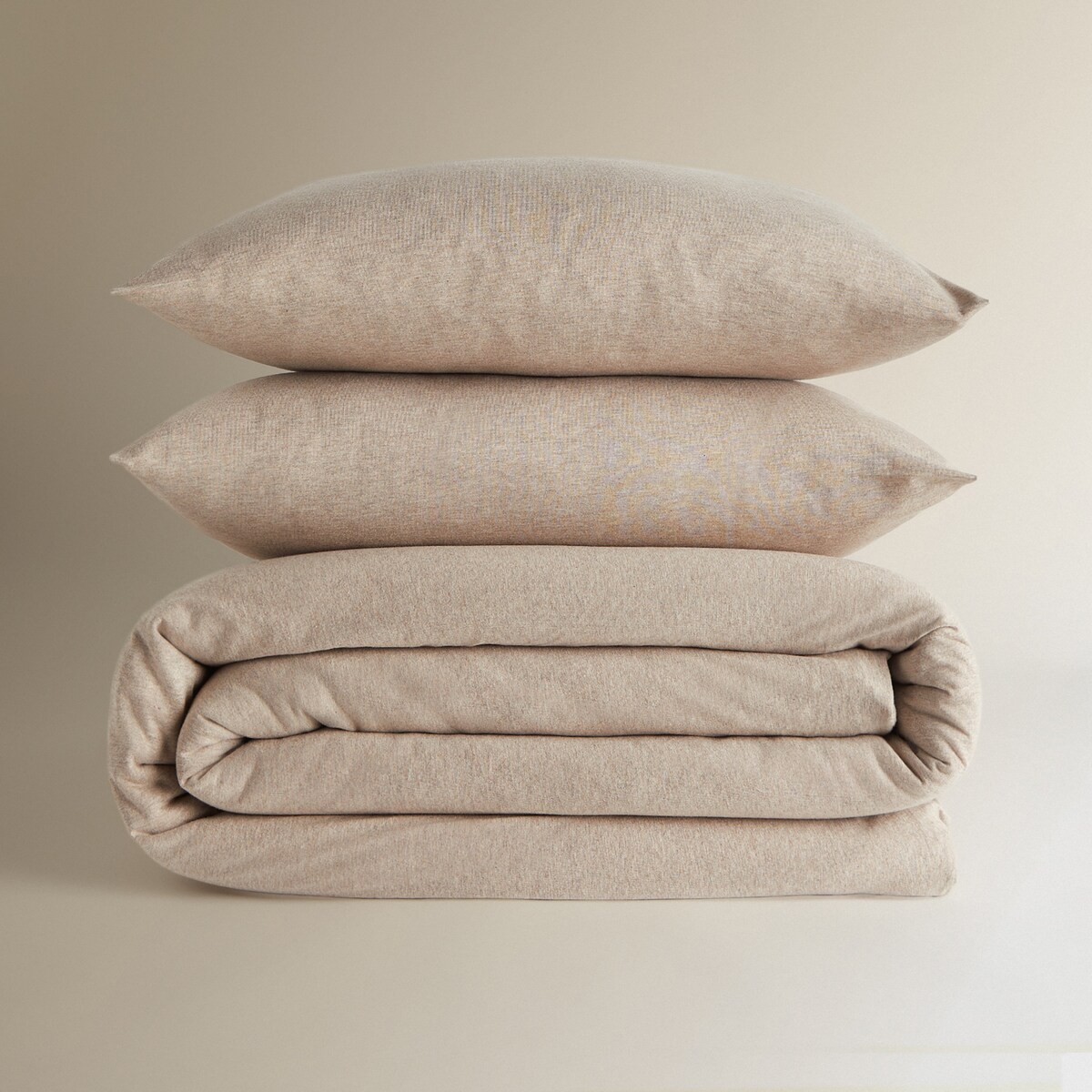 Conjunto de Capa de Edredão de Algodão Jersey New Bege-6