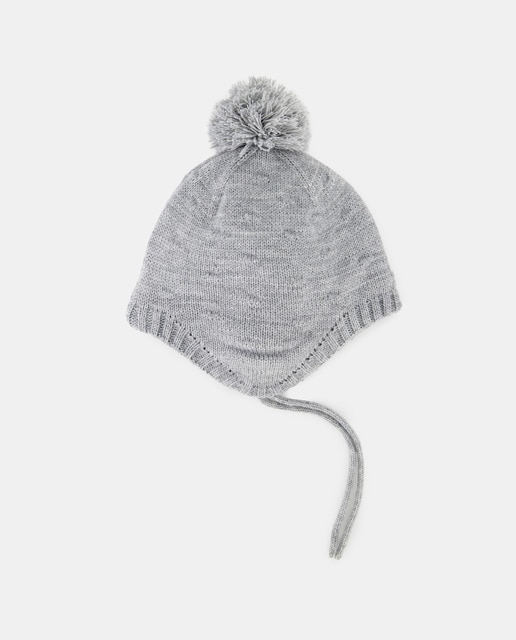 Imagem 0 de Gorro de Bebé com Ponto de Arroz Liso e Pompom