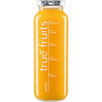 smothie amarillo botella 250 ml maracuyá, mango, plátano, manzana y naranja - True Fruits