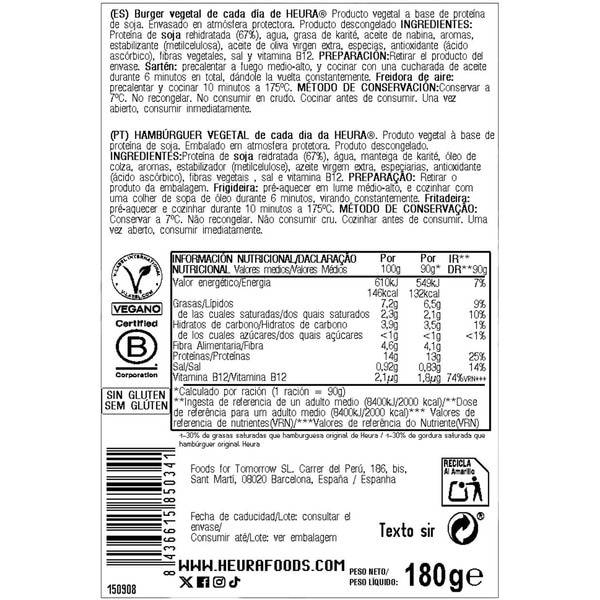 Hamburger aus pflanzlichem Protein mit Hähnchengeschmack, 2 Stück Behälter 180 g