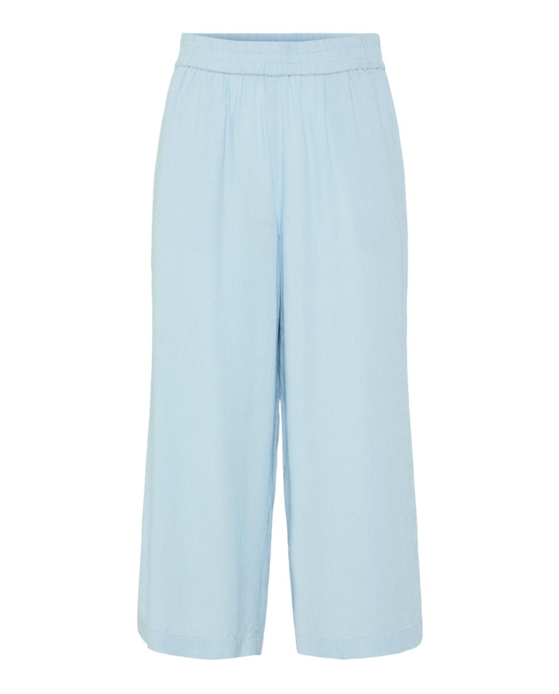 Calças Culotte de Linho Azul-claro-1
