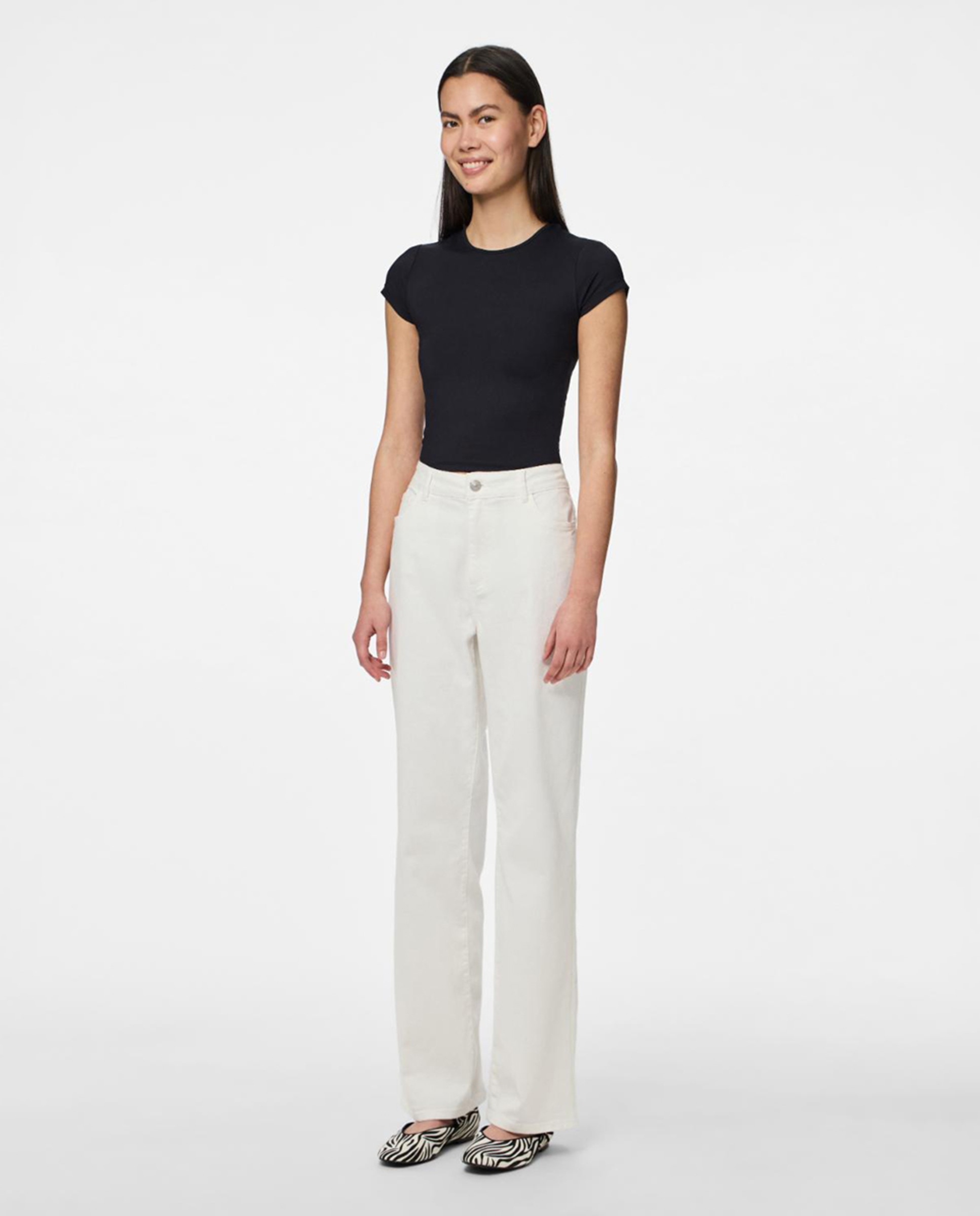 Jeans com Animal Print de Leopardo Branco-1