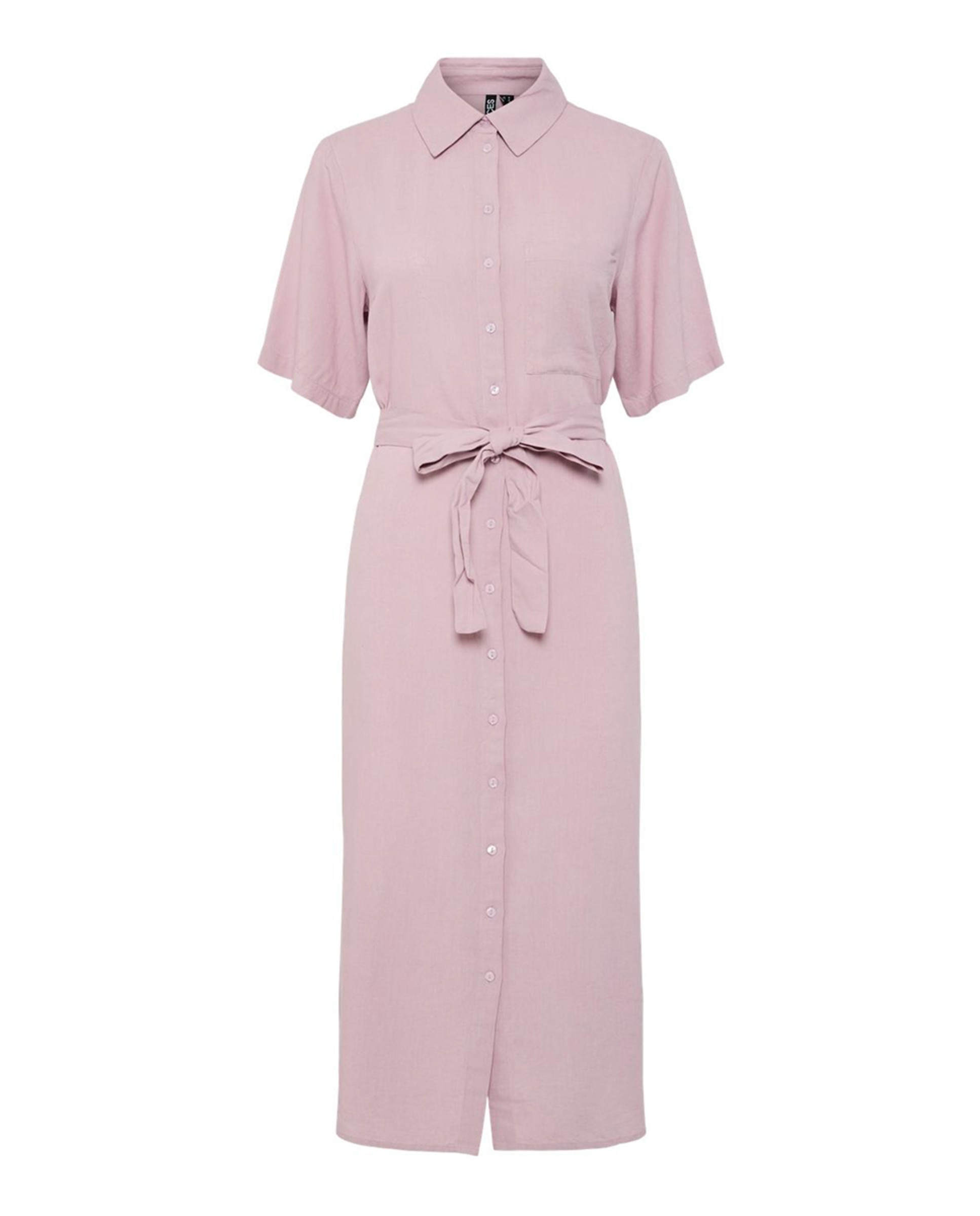 Vestido Camiseiro de Linho Rosa-claro-1