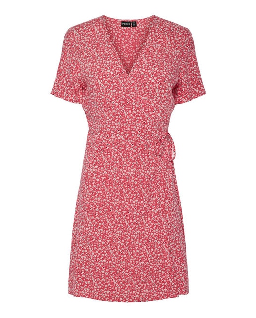 Imagen 0 de Vestido corto estampado de flores y manga corta de mujer