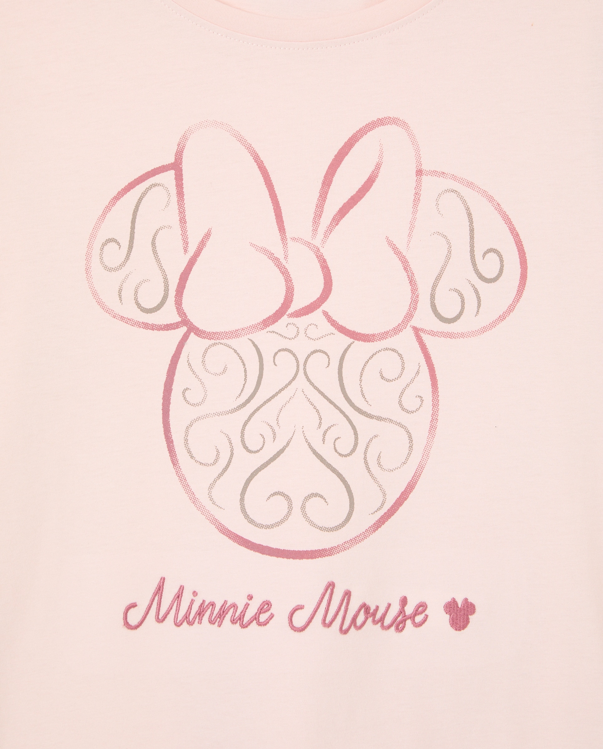 Pijama Completo às Riscas com Estampado Minnie Mouse, Manga Comprida e Calças 250 Nude-4