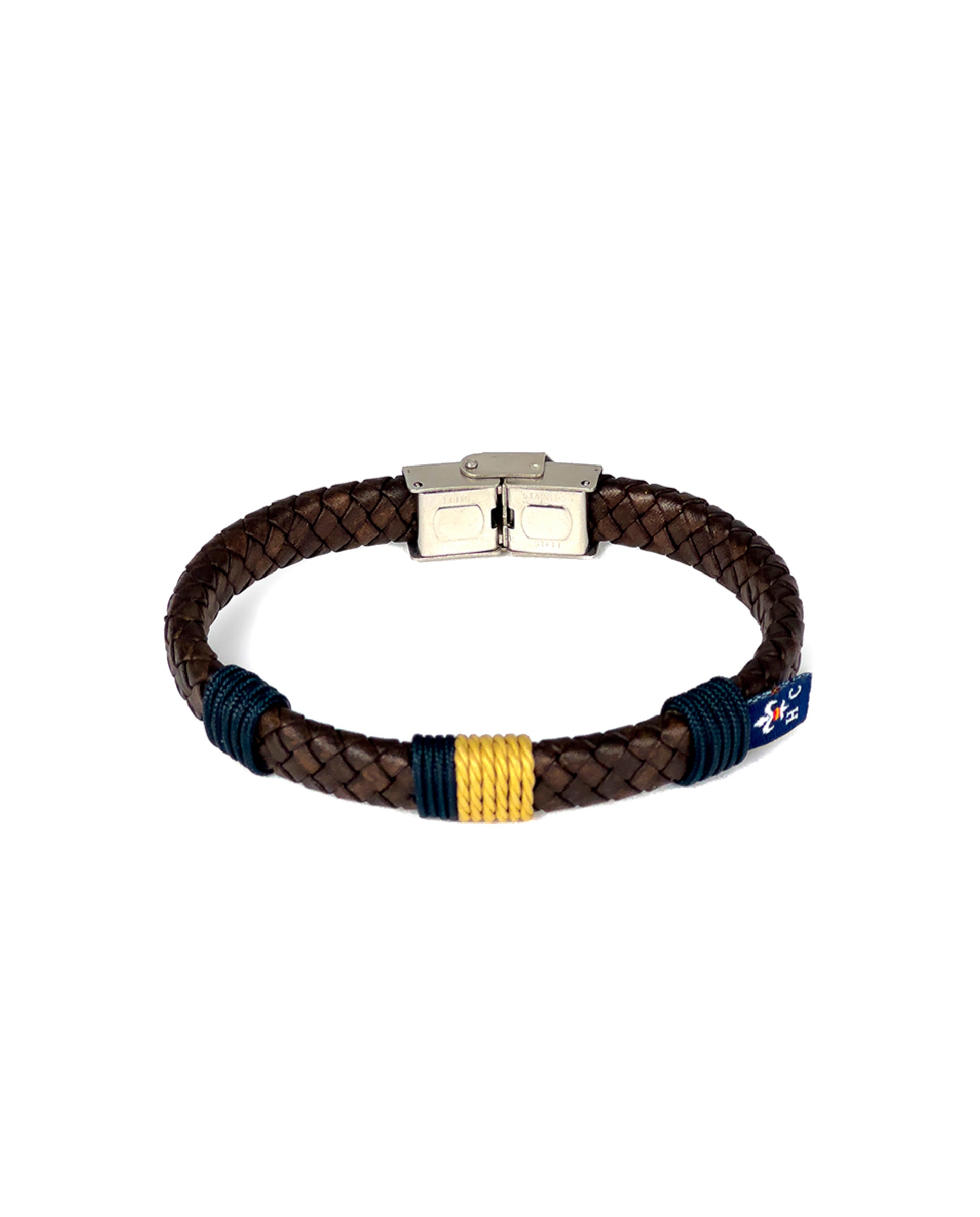 Pulseira Menorca em Pele com Cordão e Fio Verde-2