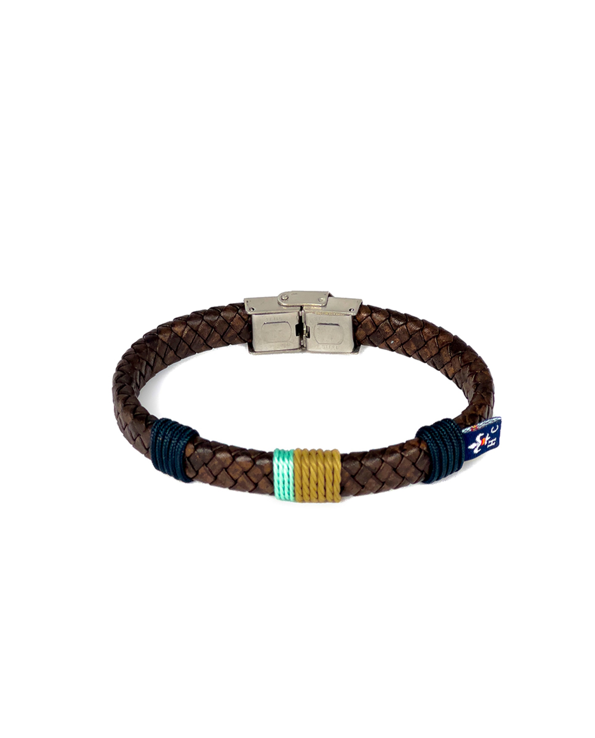 Pulseira Menorca em Pele com Cordão e Fio Verde-2