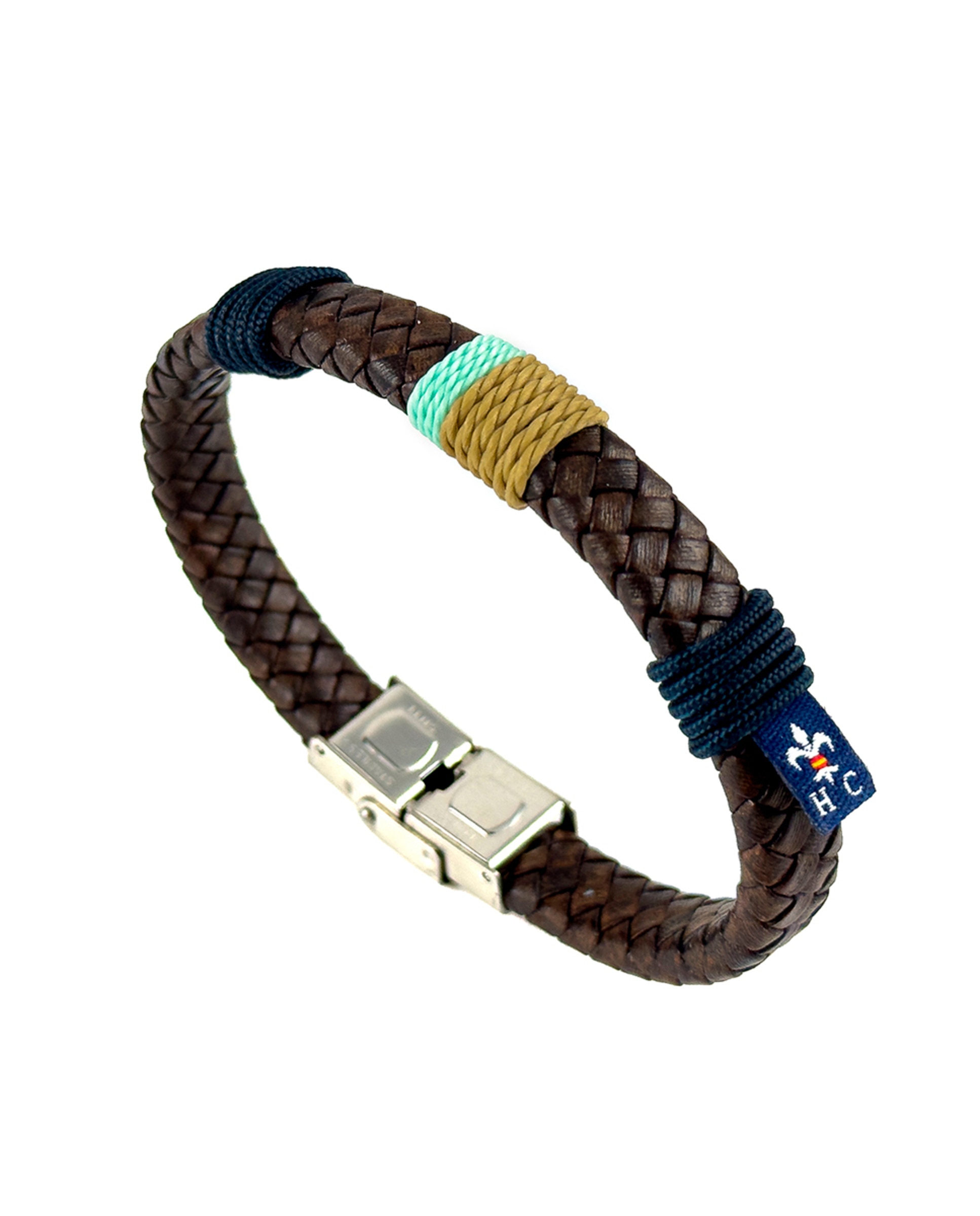 Pulseira Menorca em Pele com Cordão e Fio Verde-1