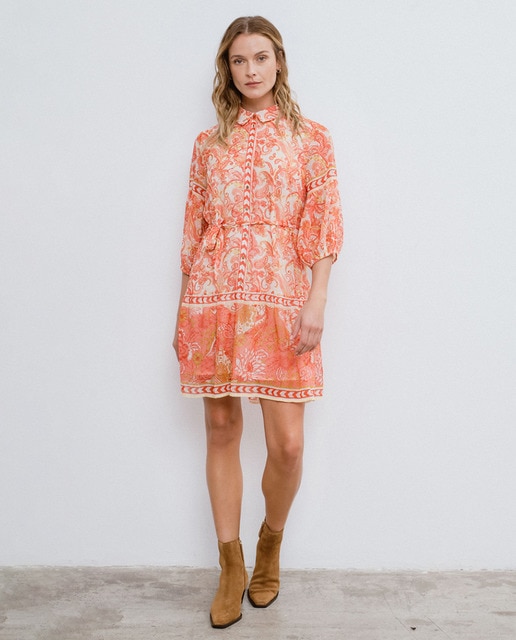Imagem 0 de Vestido Midi Estampado com Manga 3/4
