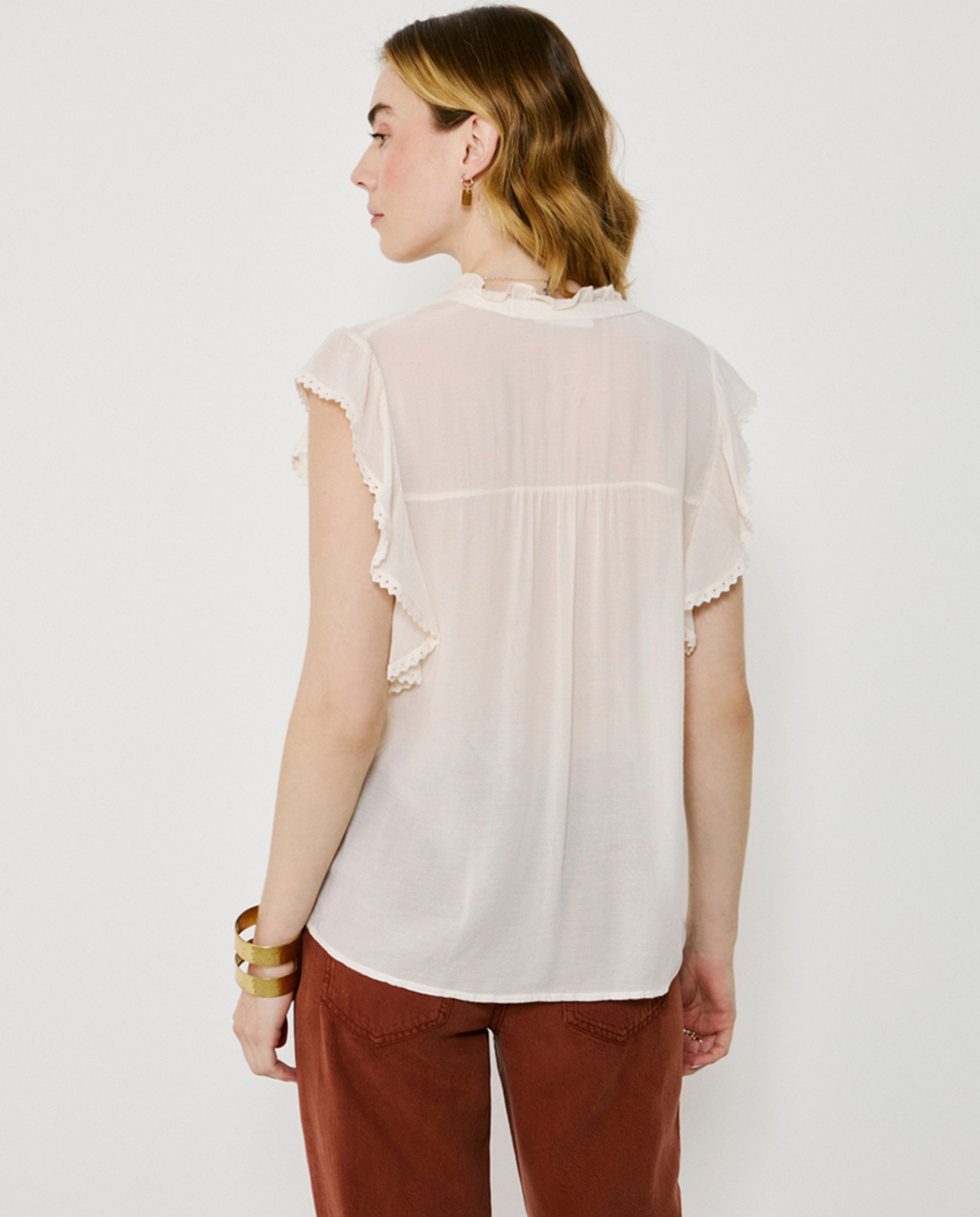 Blusa com folhos Bege-2