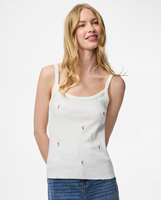 Imagen 0 de Camiseta top bordada de tirantes de mujer.