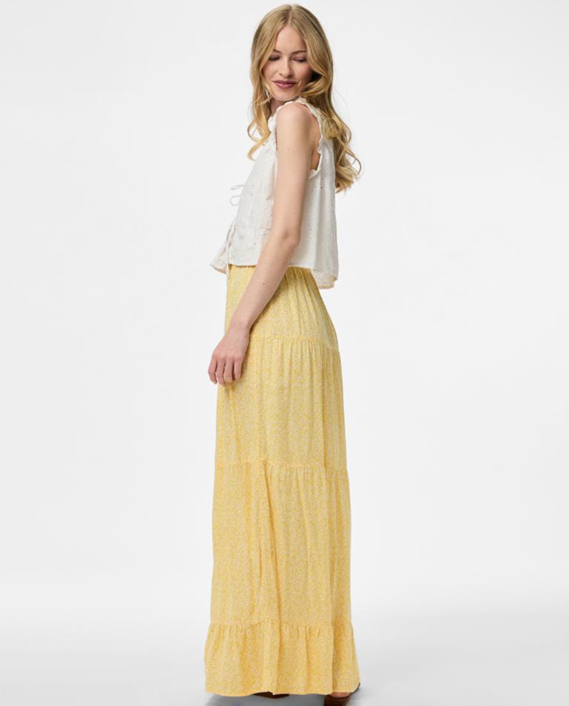 Saia Comprida com Estampado Floral Amarelo-2