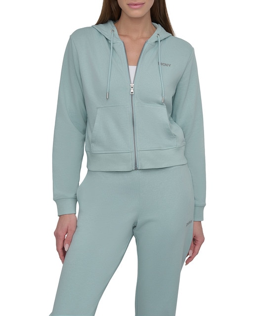 Imagen 0 de Sudadera de mujer de manga larga con cremallera y capucha.