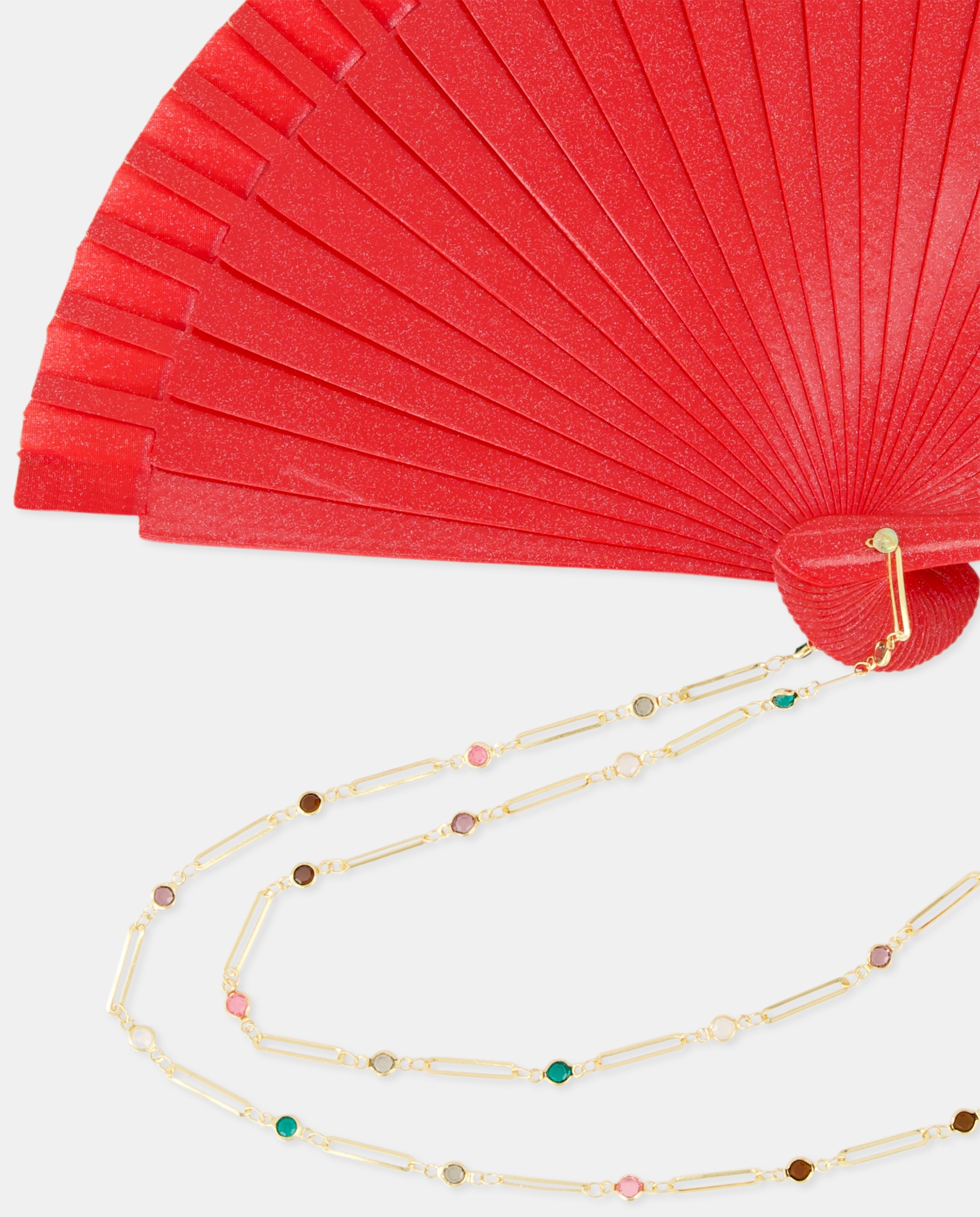Leque de Mala de Festa com Colar de Joia Vermelho-2