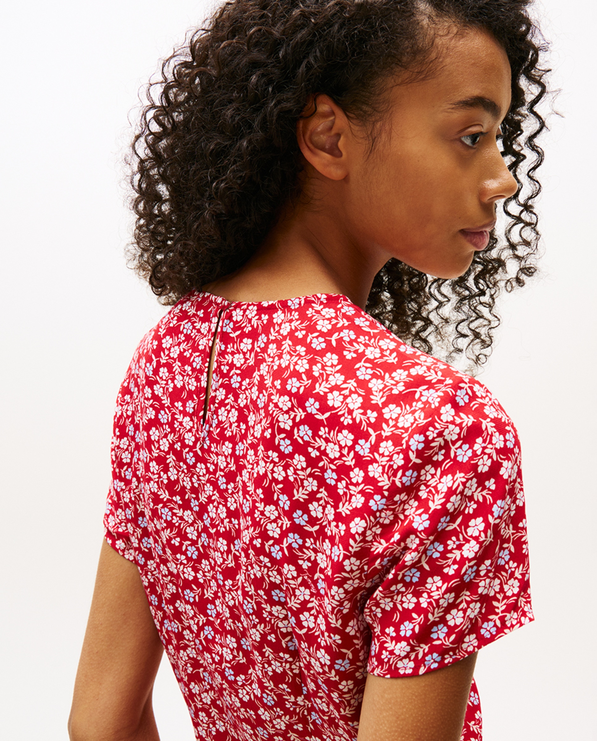Vestido Mini com Estampado Floral Vermelho-2