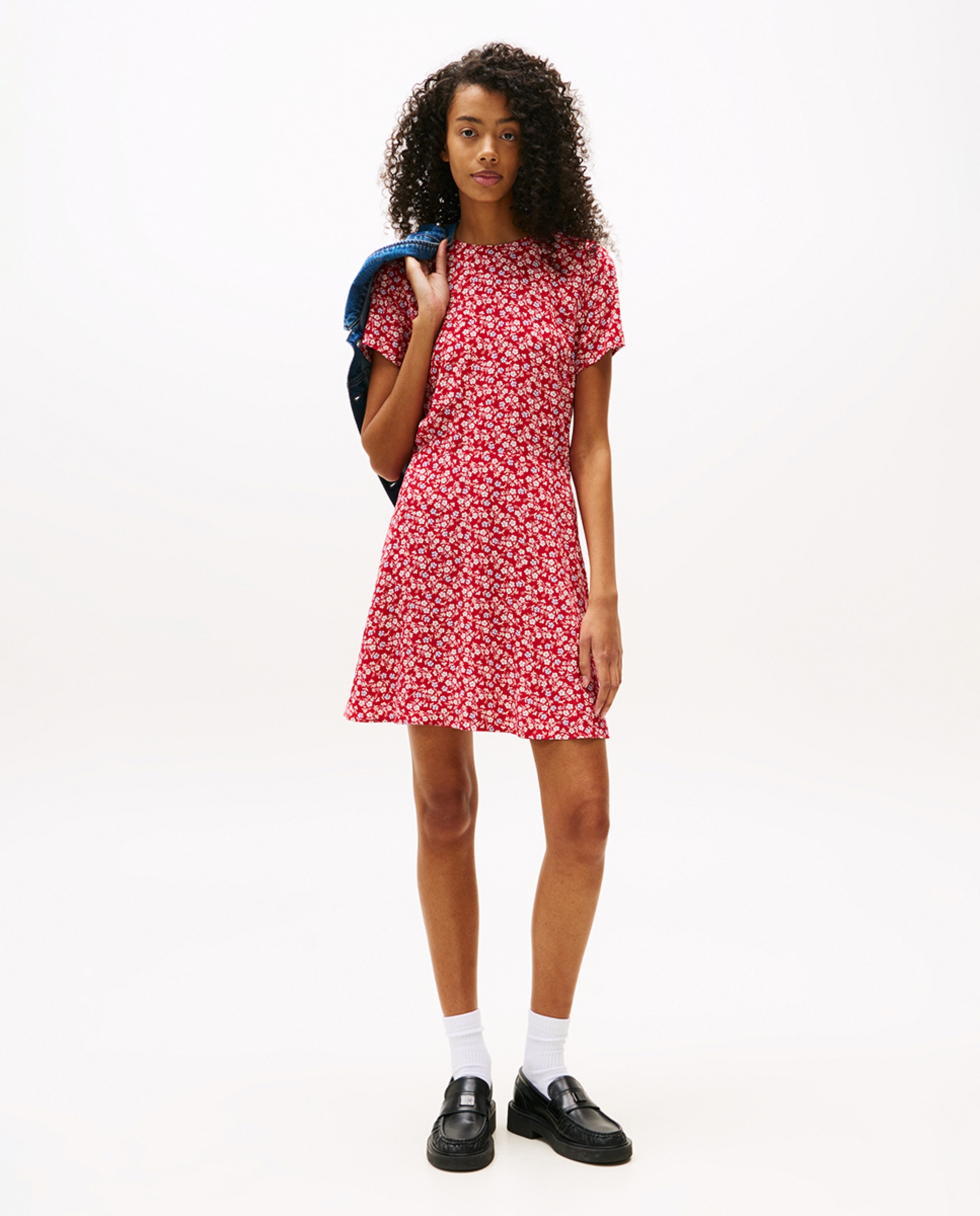 Vestido Mini com Estampado Floral Vermelho-1