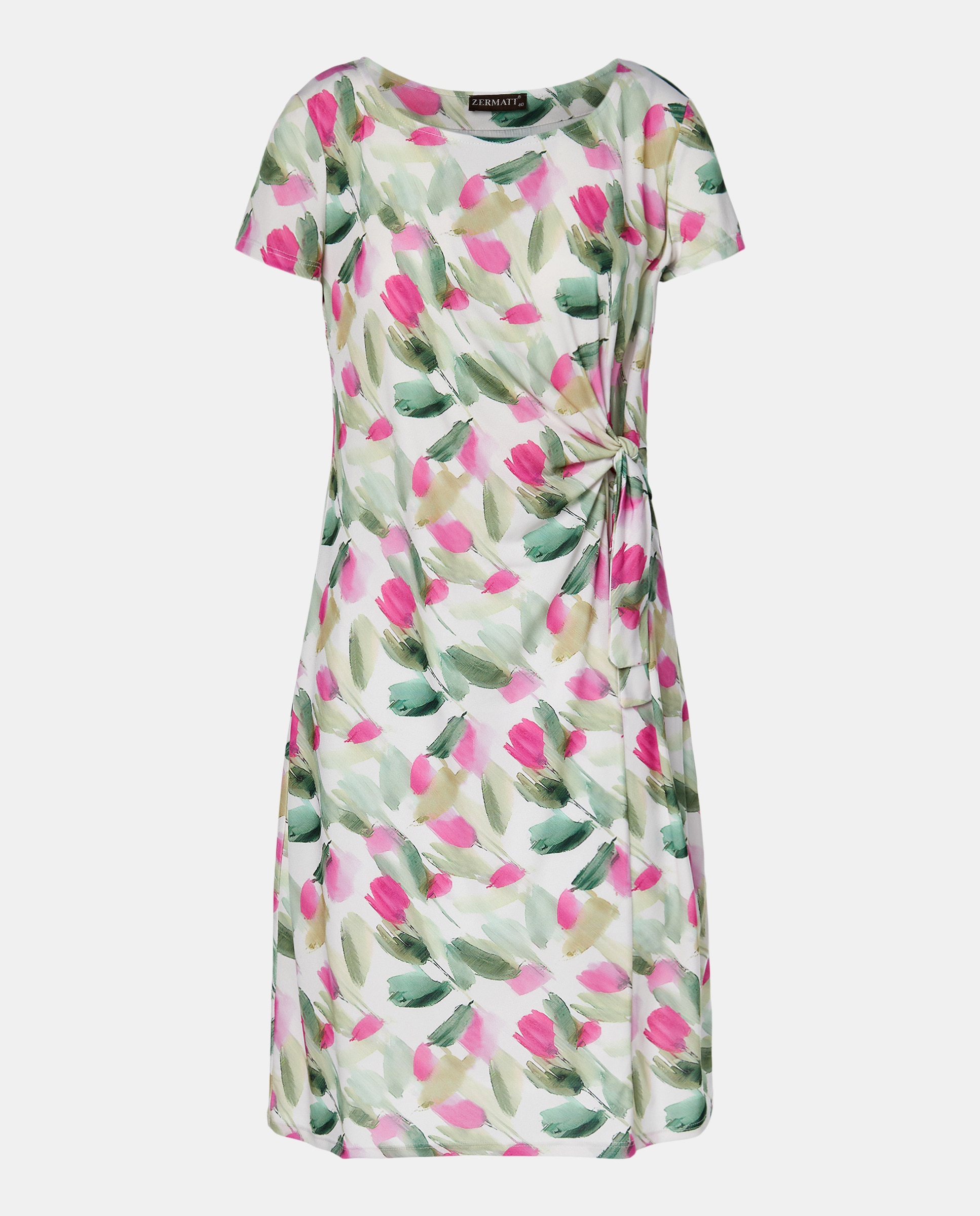 Vestido estampado com manga curta Rosa-4