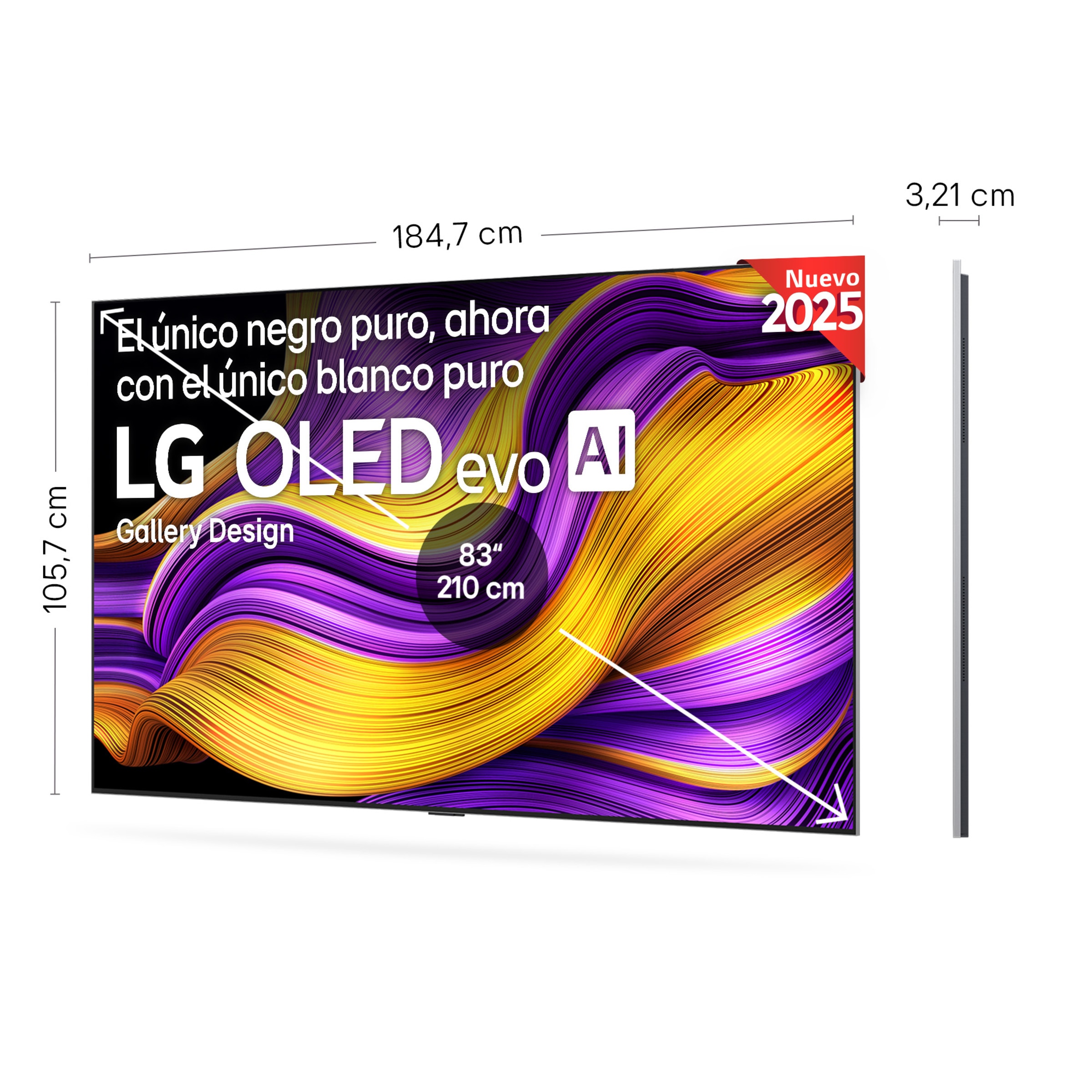 TV OLED evo AI G5 210cm (83") LG OLED83G55LW, Smart TV 4K, soporte pared incluido Negro-3