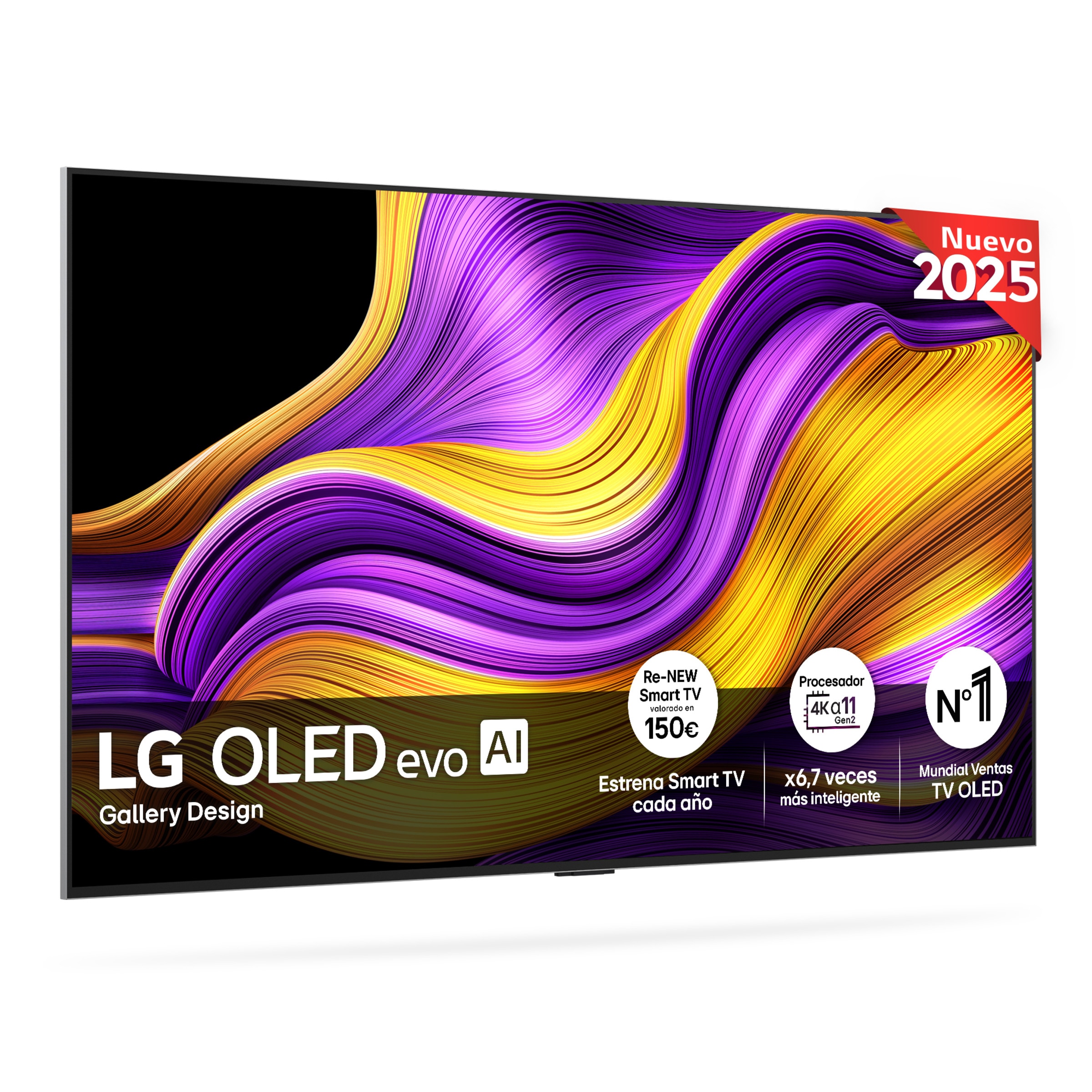 TV OLED evo AI G5 164cm (65") LG OLED65G55LW, Smart TV 4K, soporte pared incluido Negro-2