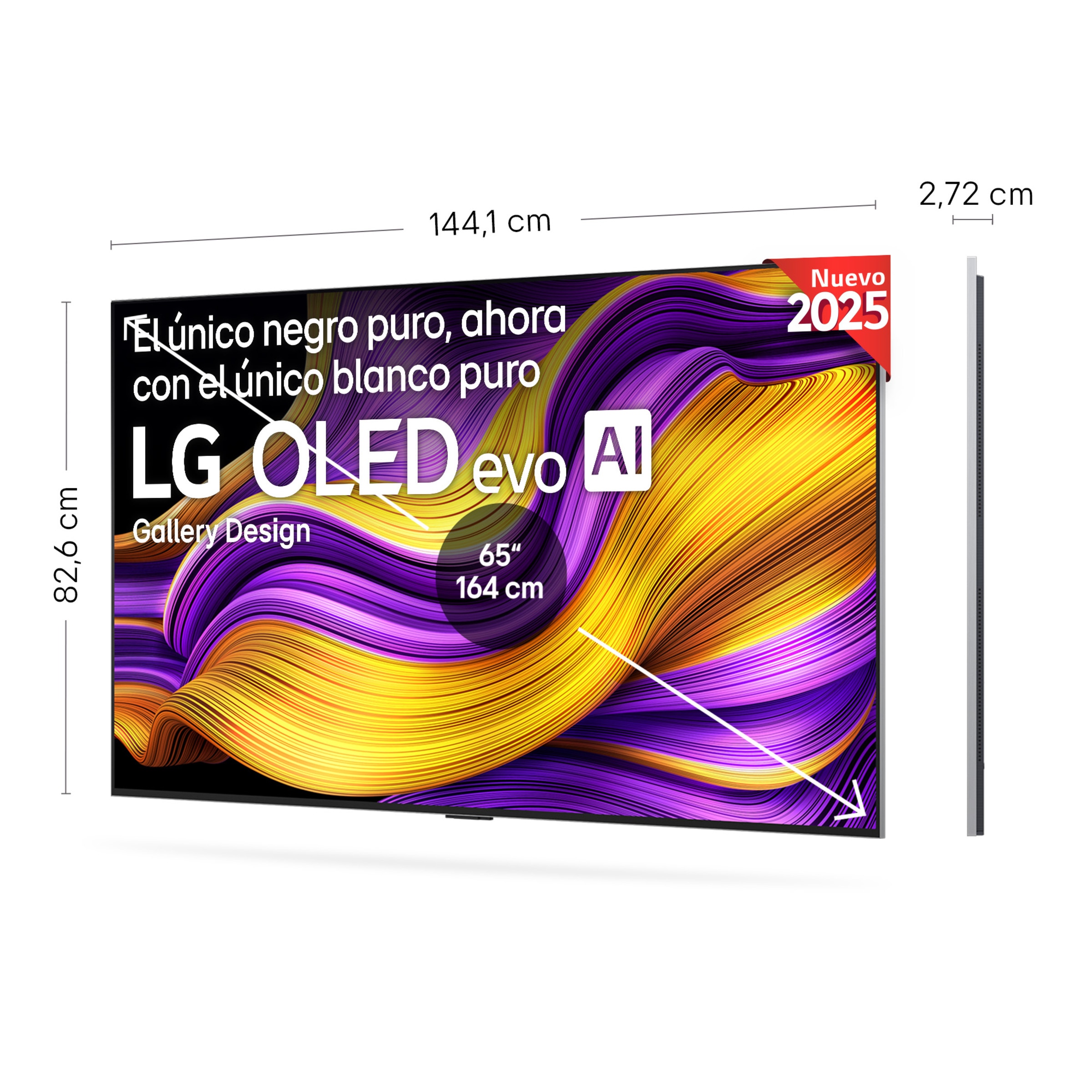 TV OLED evo AI G5 164cm (65") LG OLED65G55LW, Smart TV 4K, soporte pared incluido Negro-3