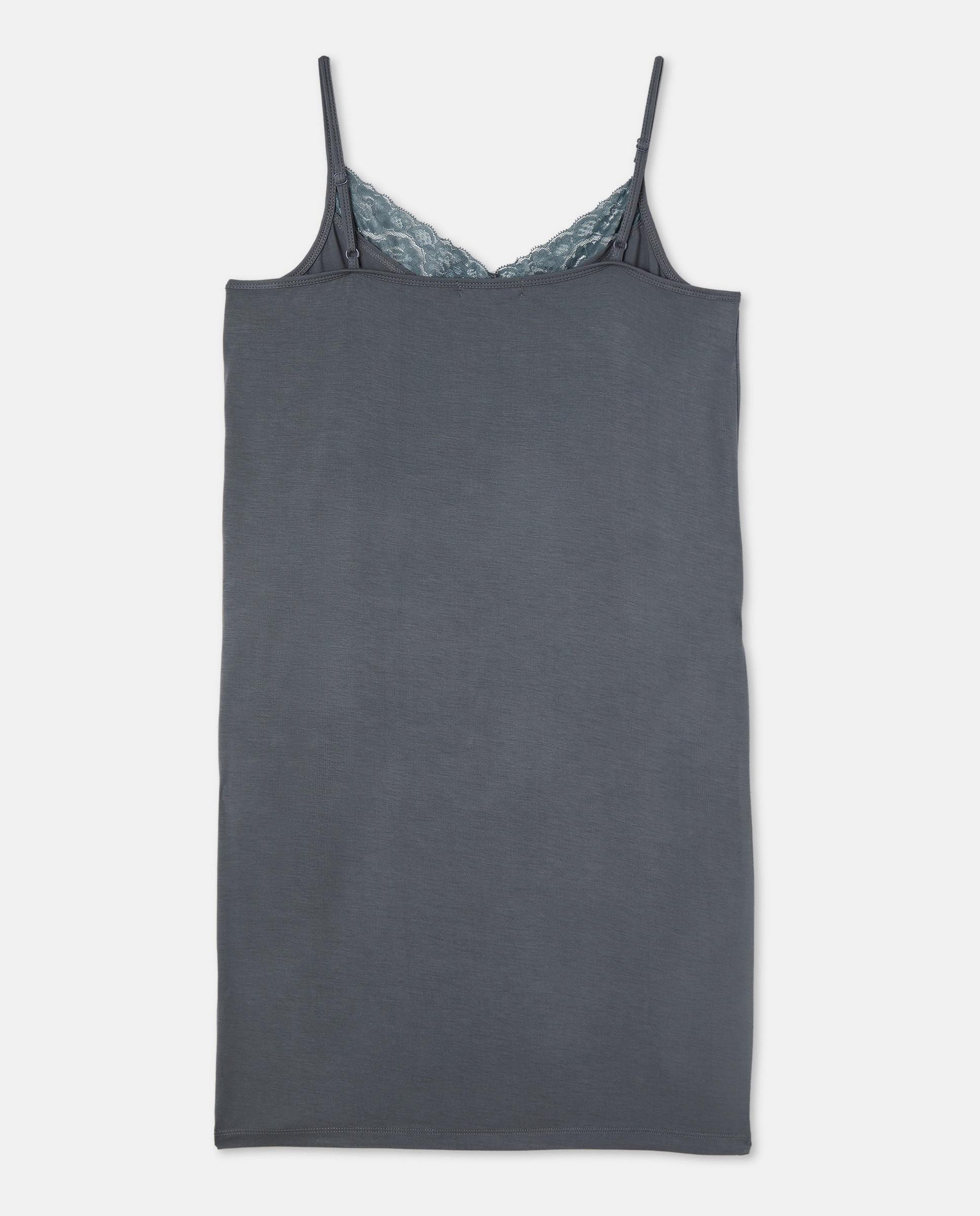 Camisón con tirante de encaje Gris oscuro-2