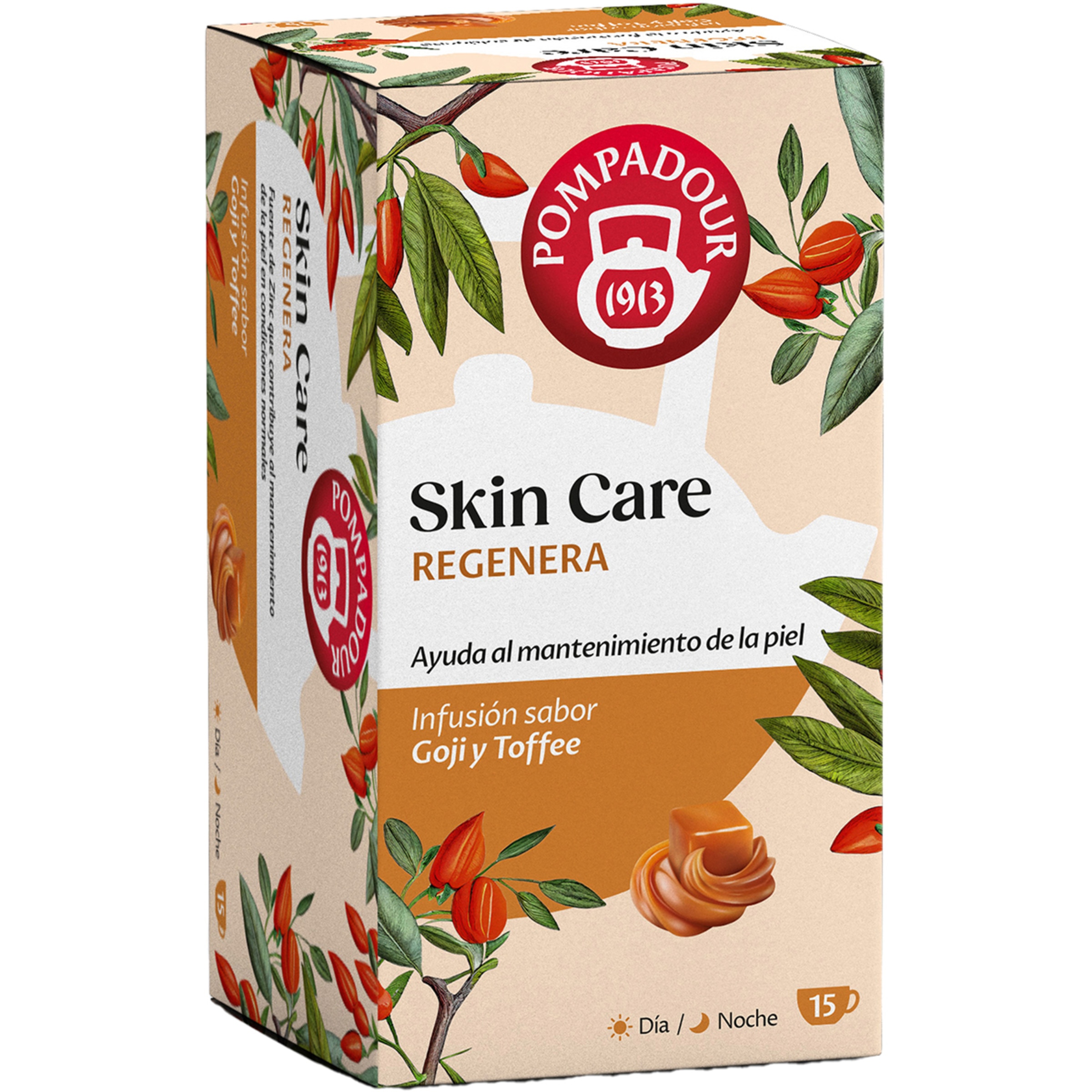 infusión Skin Care Regenera sabor goji y toffe estuche 15 bolsitas